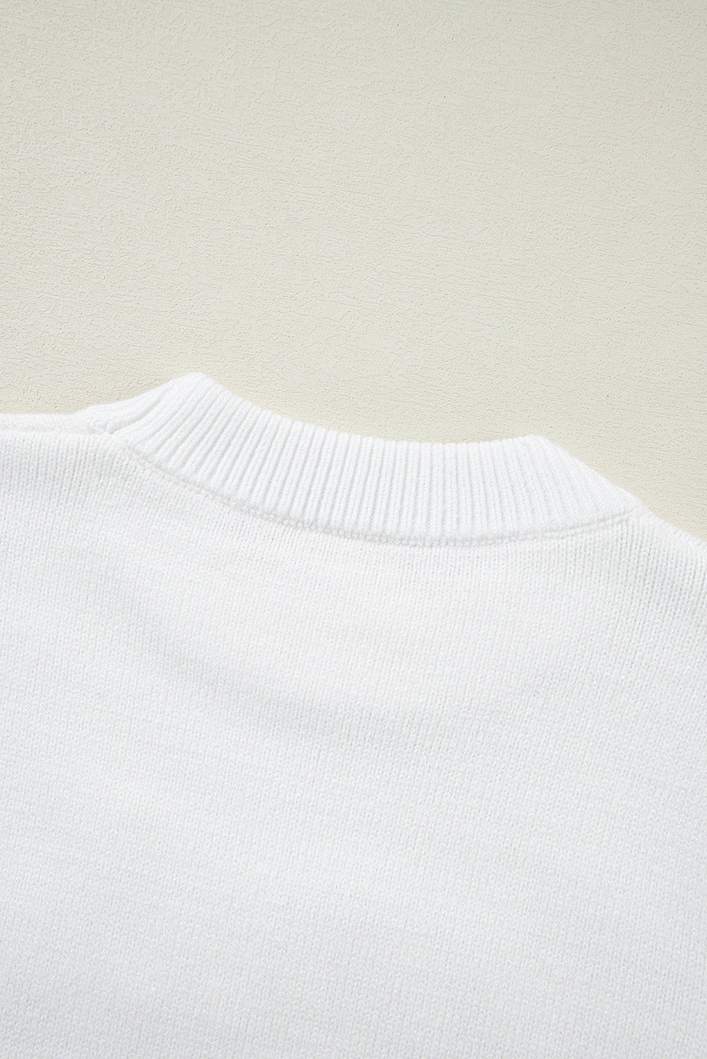 White Touchdown Tinsel Puff Short Sleeve Crew Neck Sweater eAura