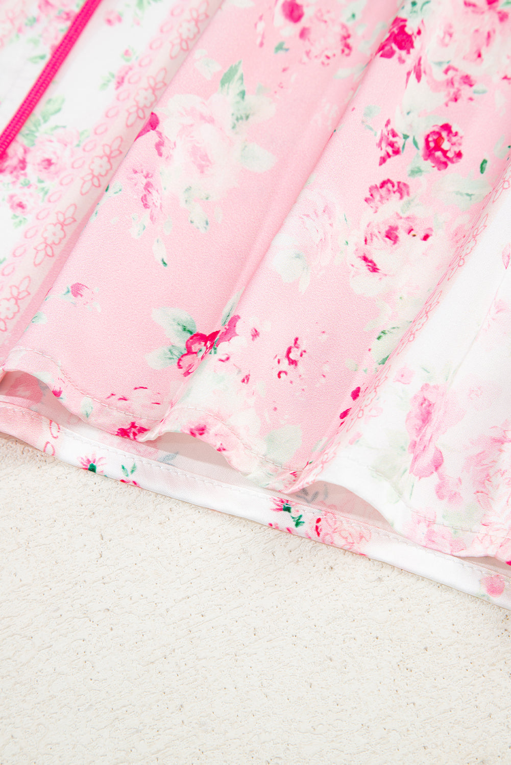 Pink Mixed Floral Print Contrast Piping Trim Satin Tie Pyjama Set - eAura