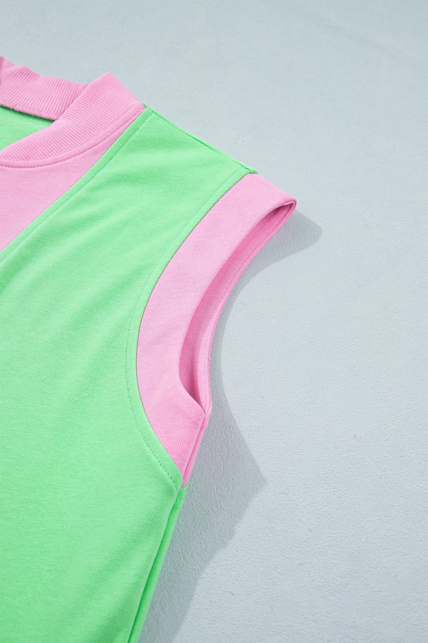 Color Block Accent Half Zip Top Athleisure Shorts Set – Green