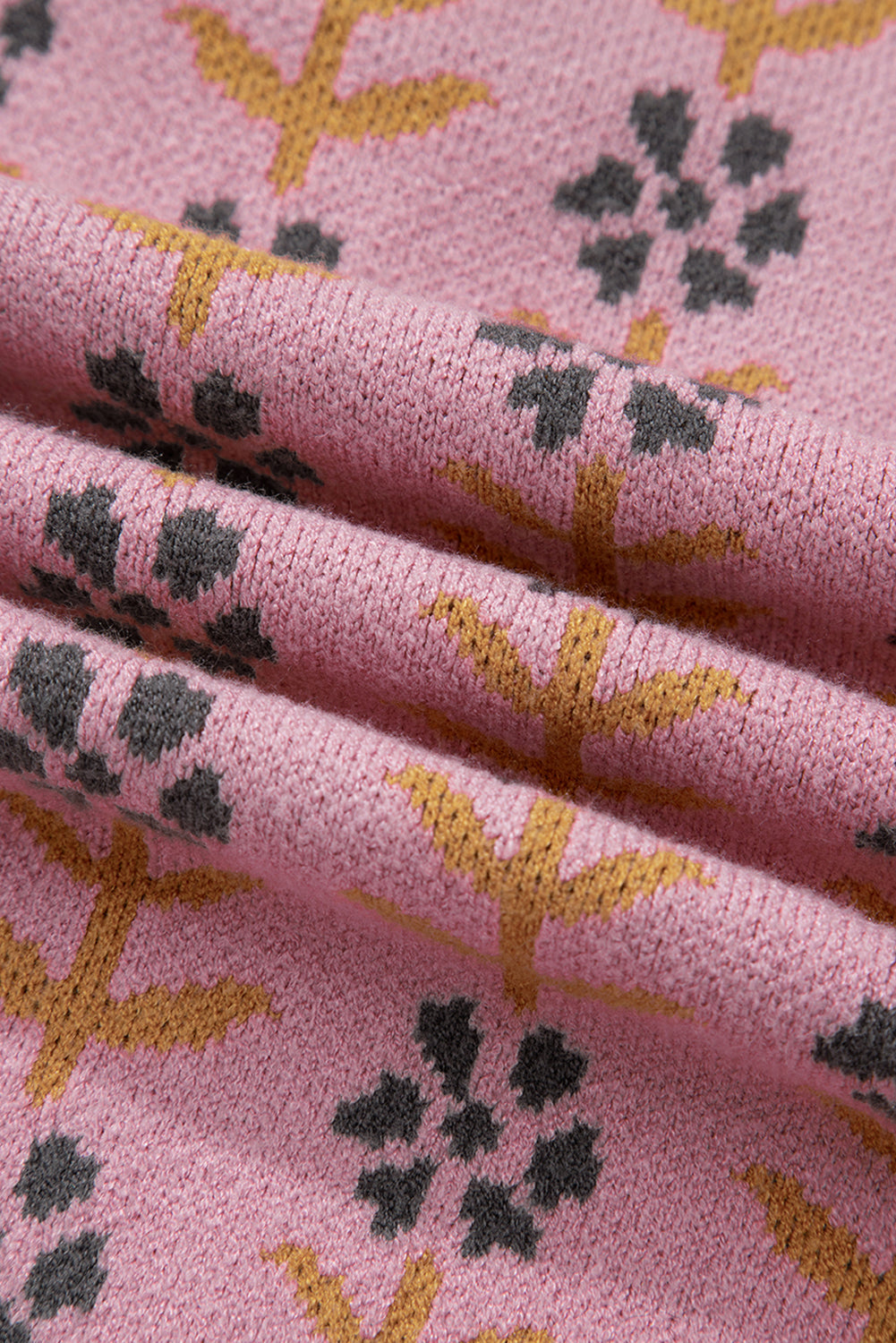 Pink Floral Button Down Ribbed Banded Cardigan Sweater Dear-Lover Dropshipping