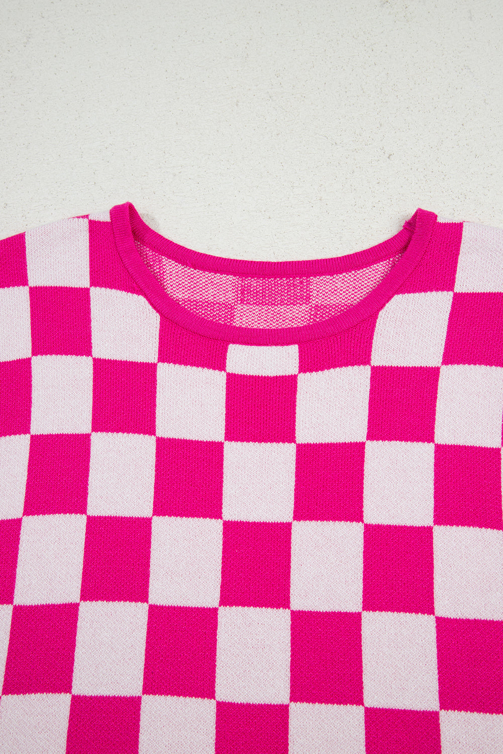 Rose Check Pattern Cap Sleeve Knit Sweater eAura