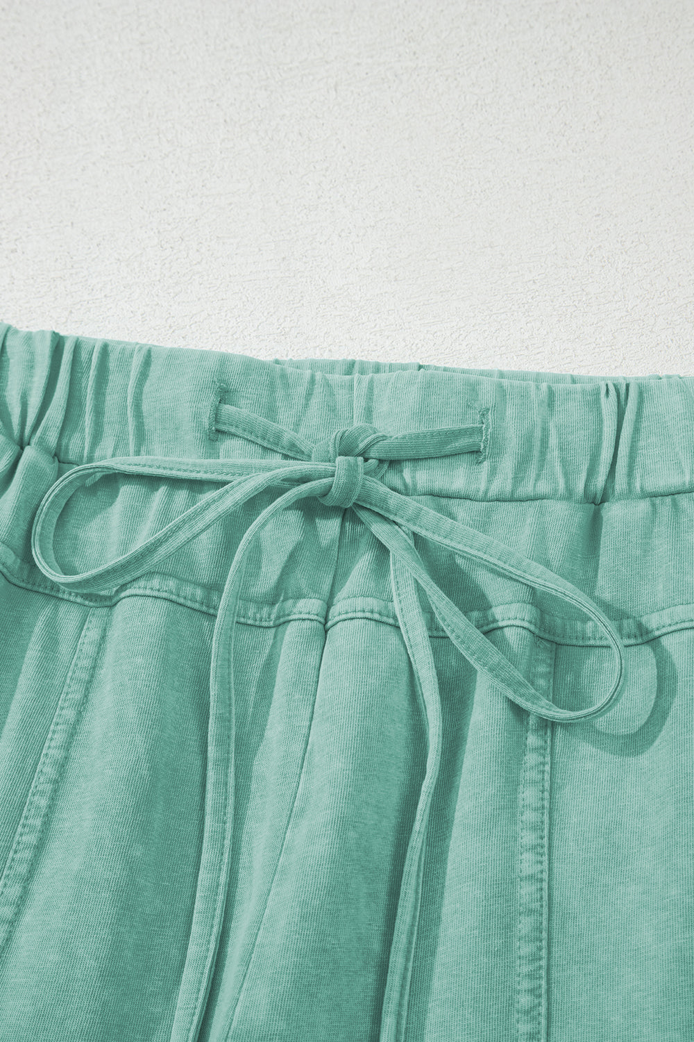 Mineral Wash Exposed Seam Drawstring High Waist Wide Leg Cargo Trousers eAura