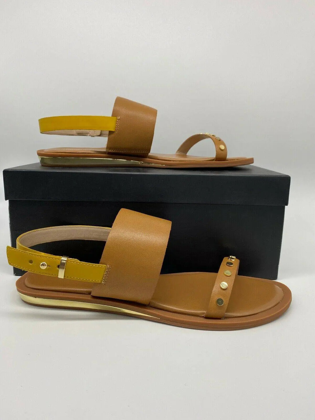 French Connection Leather Flat Strappy Sandals RRP £75 Sizes: 4 5 6 - BB Fashion Outlet