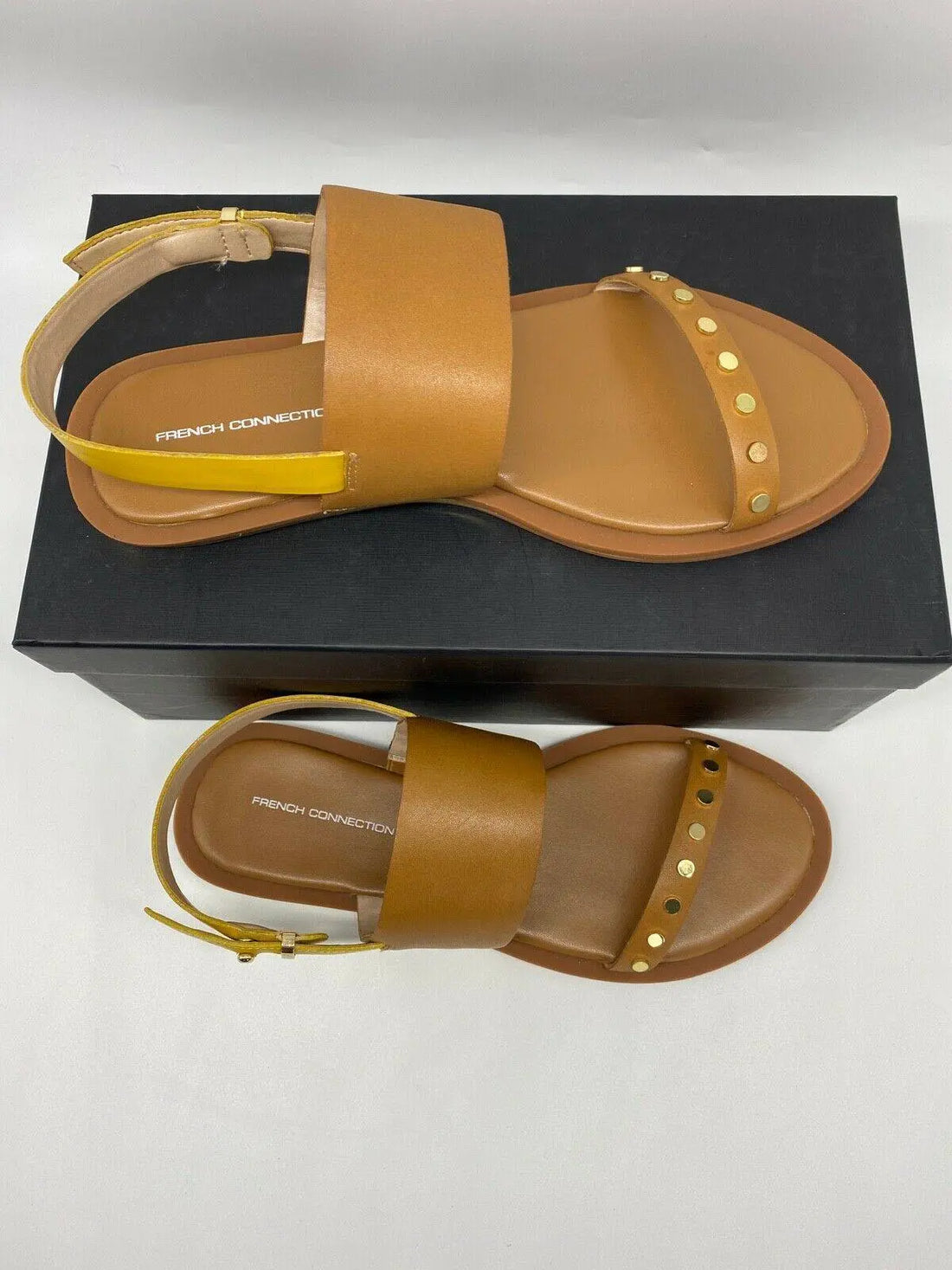 French Connection Leather Flat Strappy Sandals RRP £75 Sizes: 4 5 6 - BB Fashion Outlet