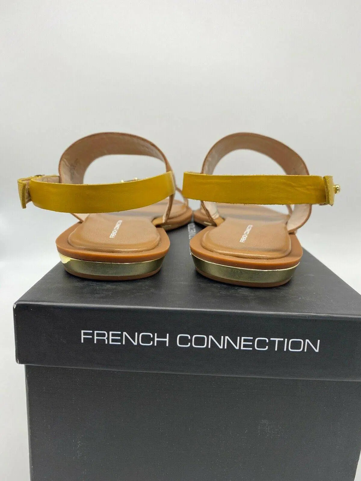 French Connection Leather Flat Strappy Sandals RRP £75 Sizes: 4 5 6 - BB Fashion Outlet