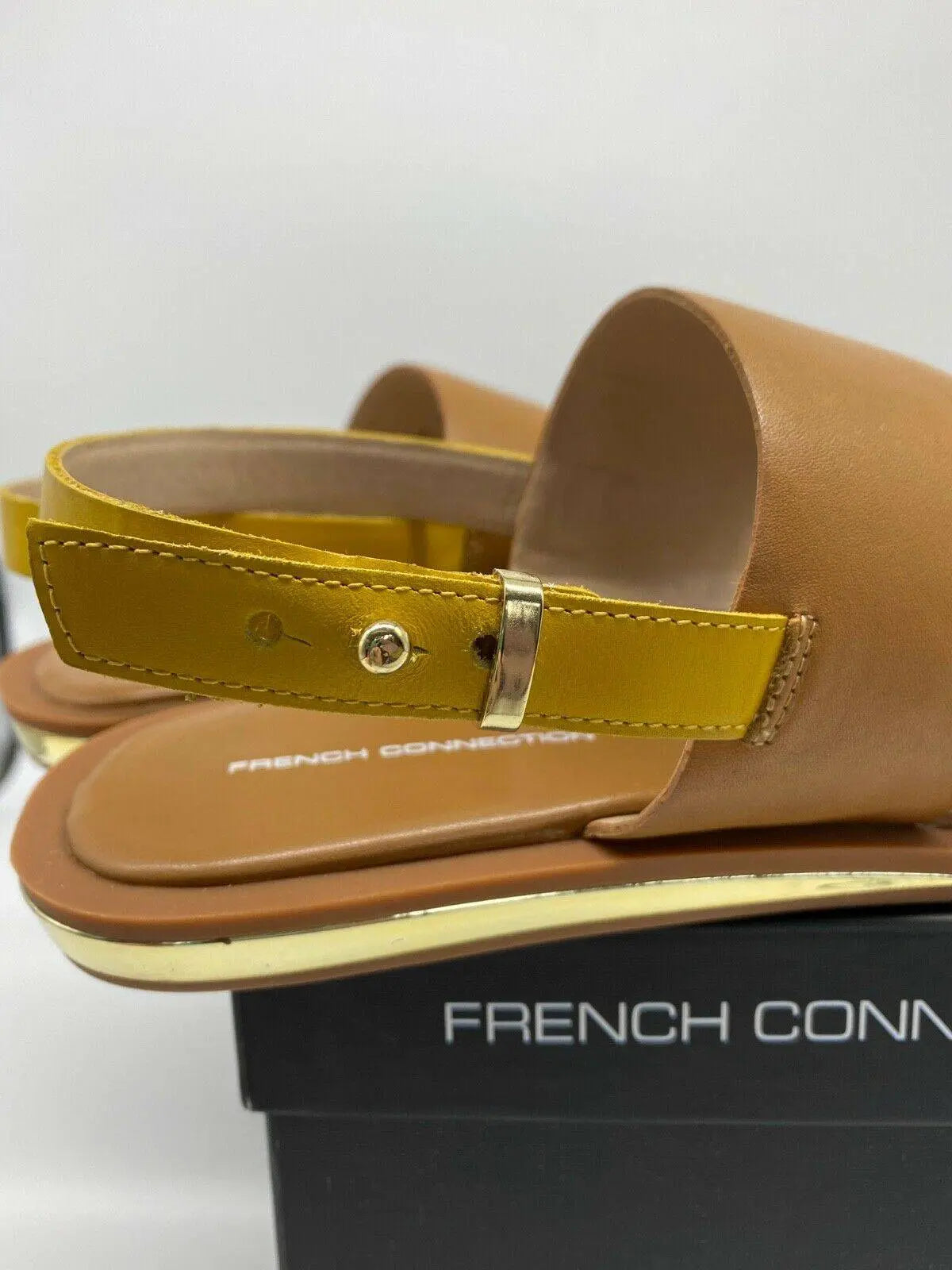 French Connection Leather Flat Strappy Sandals RRP £75 Sizes: 4 5 6 - BB Fashion Outlet