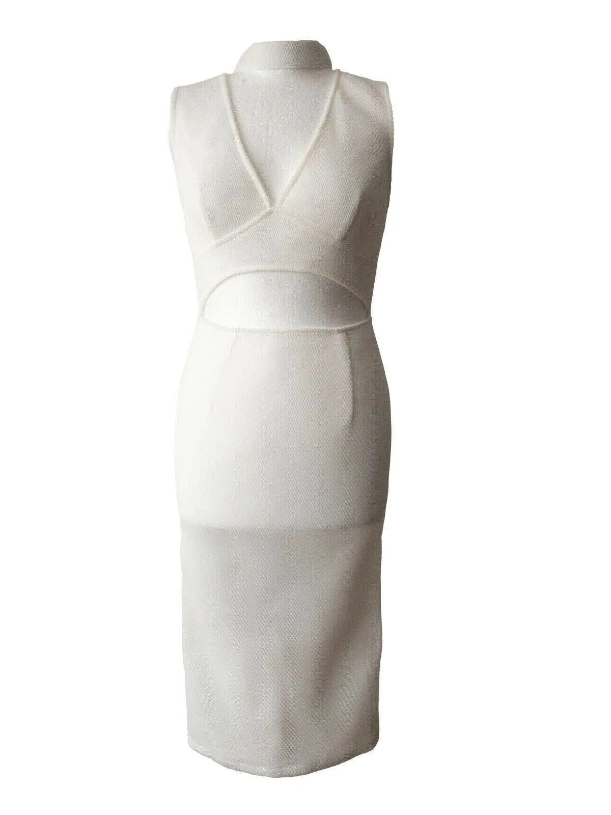 Girl In Mind Liana Mesh Cut Out Choker Dress White Sizes 8, 10, 12, 14 - BB Fashion Outlet