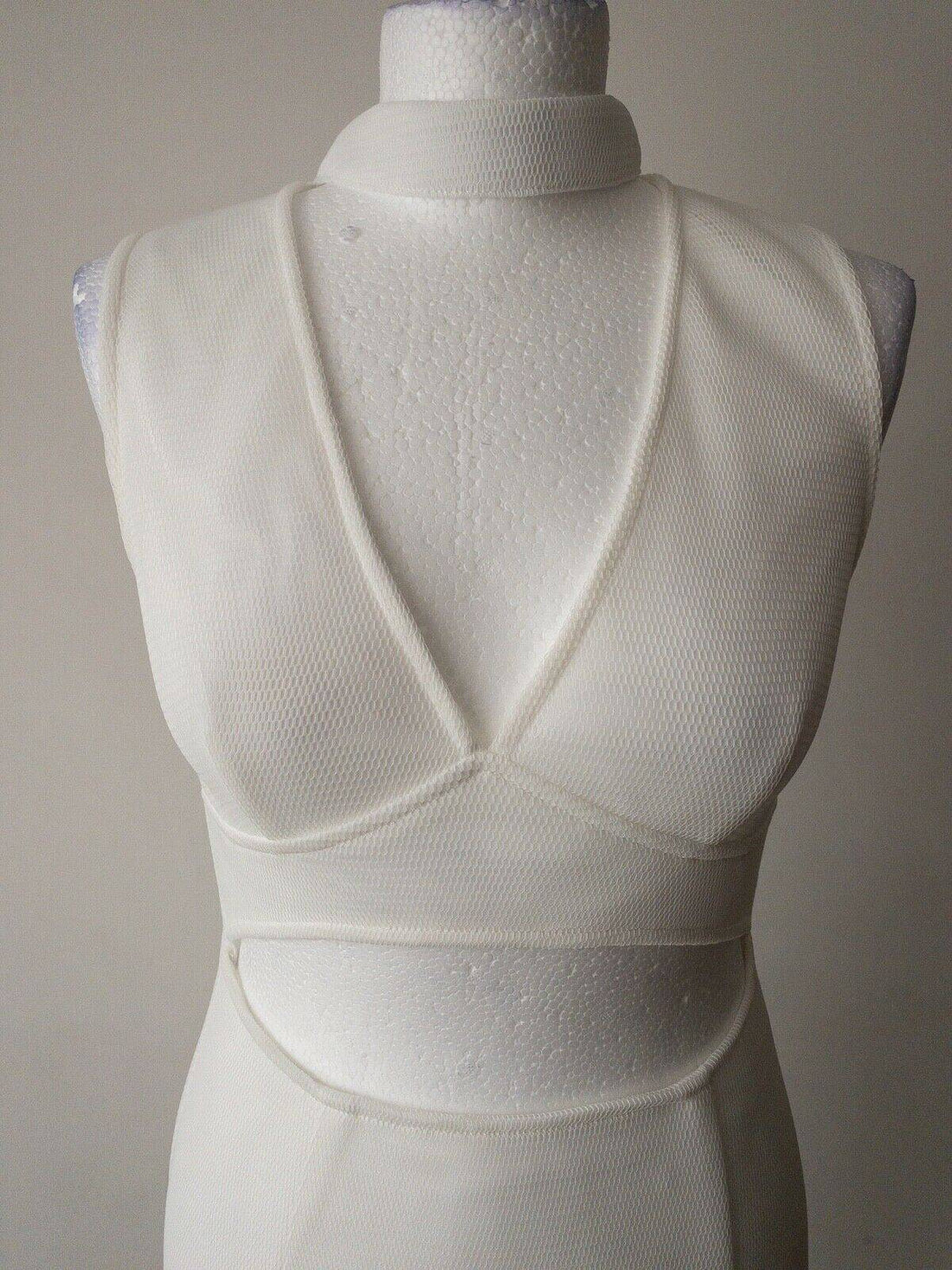 Girl In Mind Liana Mesh Cut Out Choker Dress White Sizes 8, 10, 12, 14 - BB Fashion Outlet