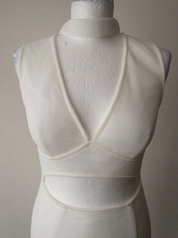 Girl In Mind Liana Mesh Cut Out Choker Dress White Sizes 8, 10, 12, 14 - BB Fashion Outlet