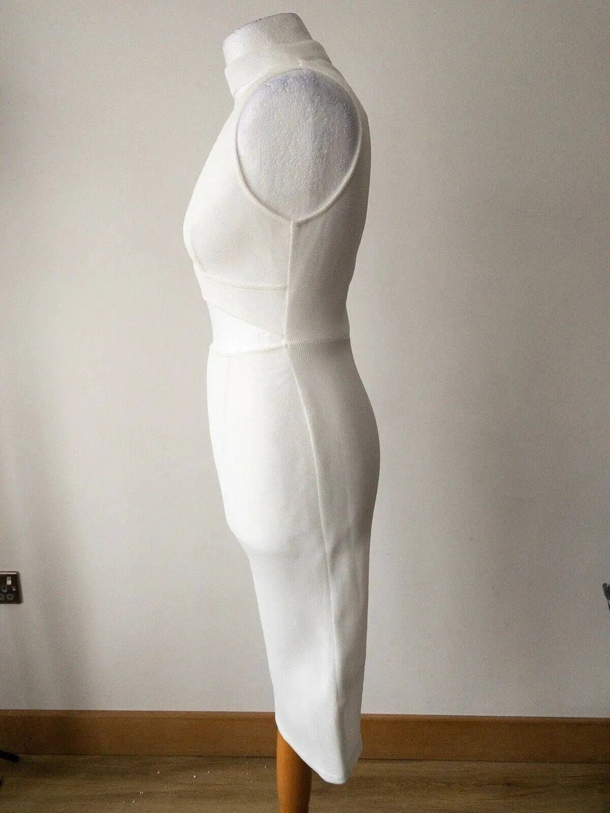 Girl In Mind Liana Mesh Cut Out Choker Dress White Sizes 8, 10, 12, 14 - BB Fashion Outlet