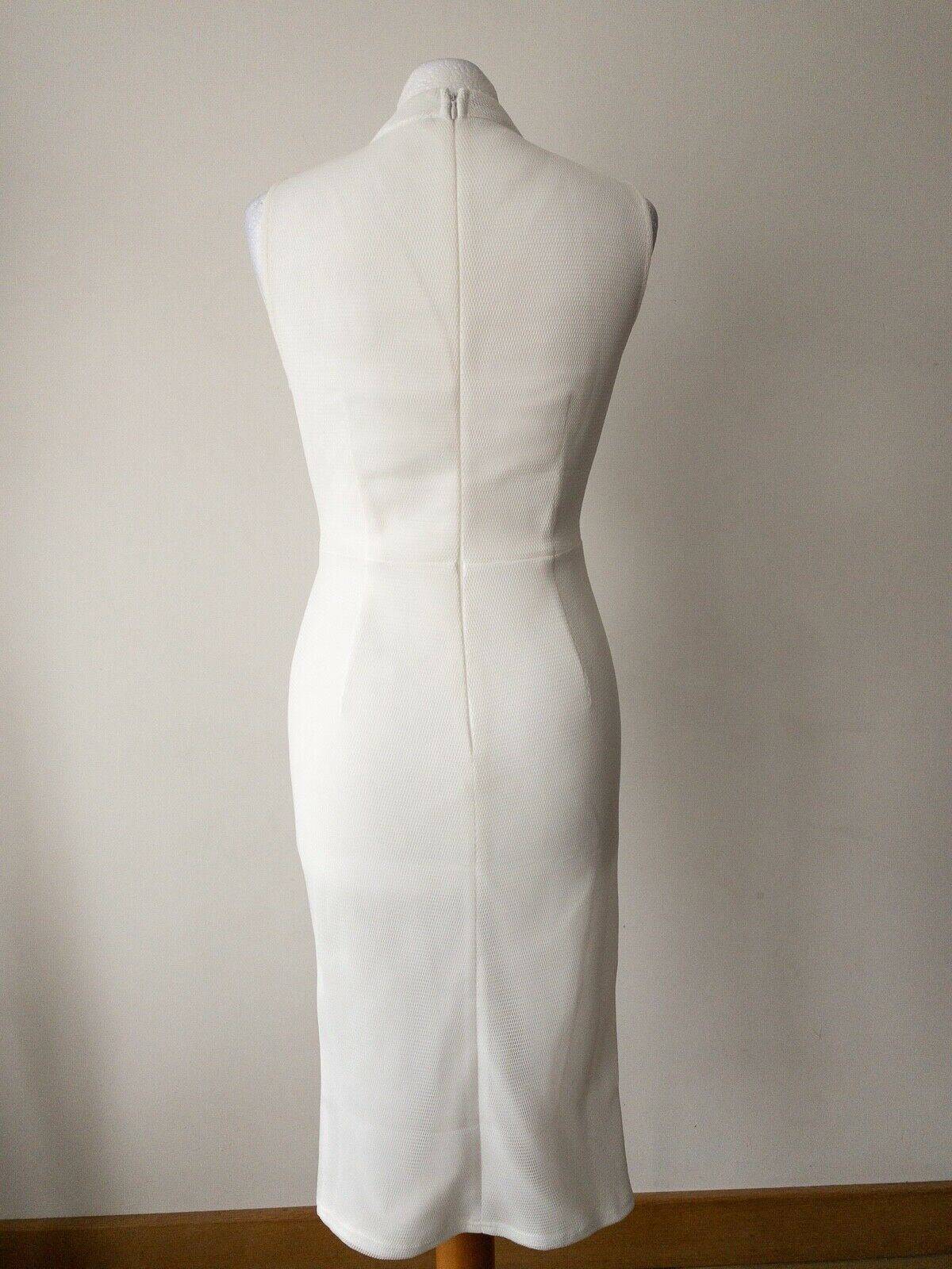 Girl In Mind Liana Mesh Cut Out Choker Dress White Sizes 8, 10, 12, 14 - BB Fashion Outlet