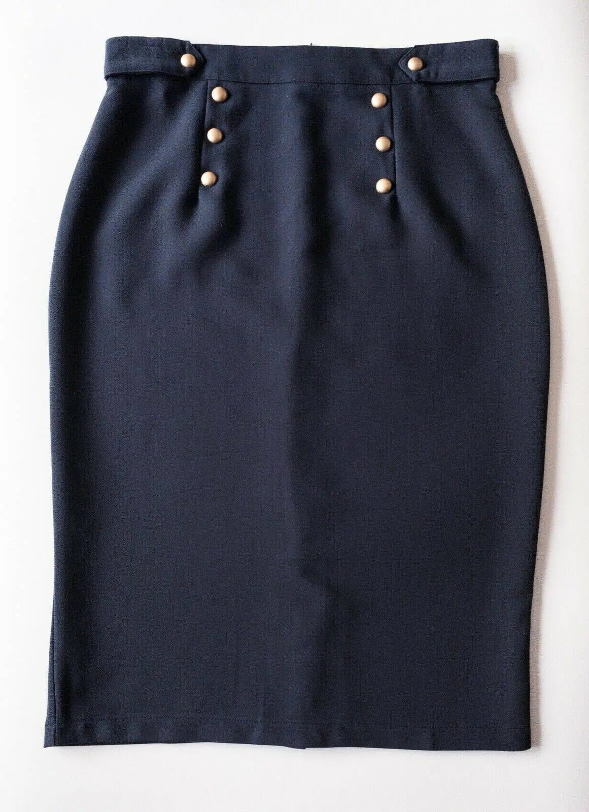 Grace & Mila Navy Button Detail Pencil Skirt Size M 10 - BB Fashion Outlet
