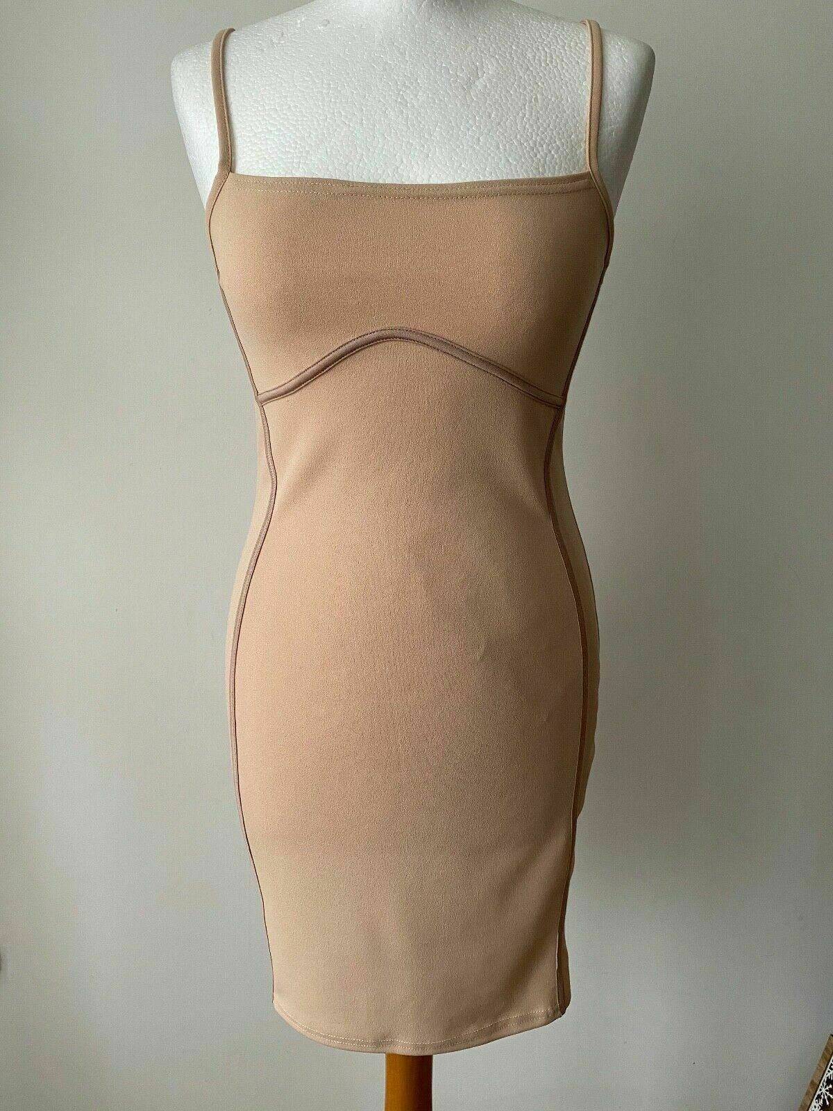 I SAW IT FIRST Nude Binding Detail Strappy Bodycon Dress Size 10 - Beagle Boutique Fashion Outlet