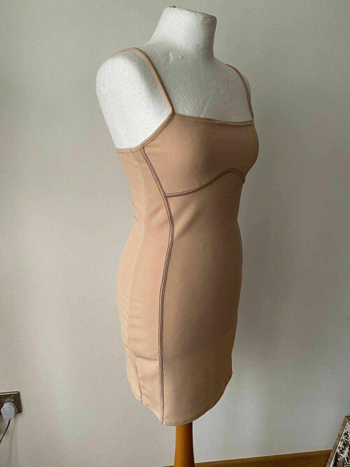 I SAW IT FIRST Nude Binding Detail Strappy Bodycon Dress Size 10 - Beagle Boutique Fashion Outlet