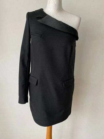 La Redoute Madam Wanda Nylon Black Tailored One Shoulder Dress Size 10 - BB Fashion Outlet