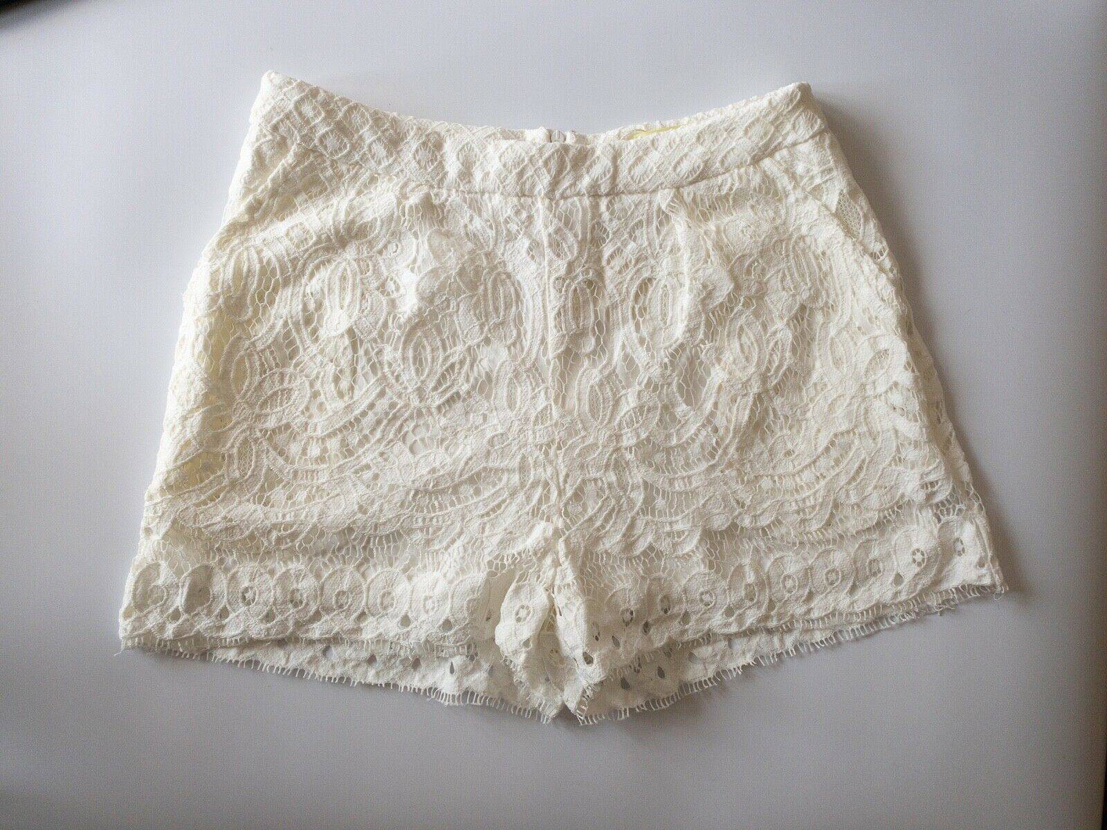 Love & Other Things White Crochet Layered Shorts Size 10 UK - BB Fashion Outlet