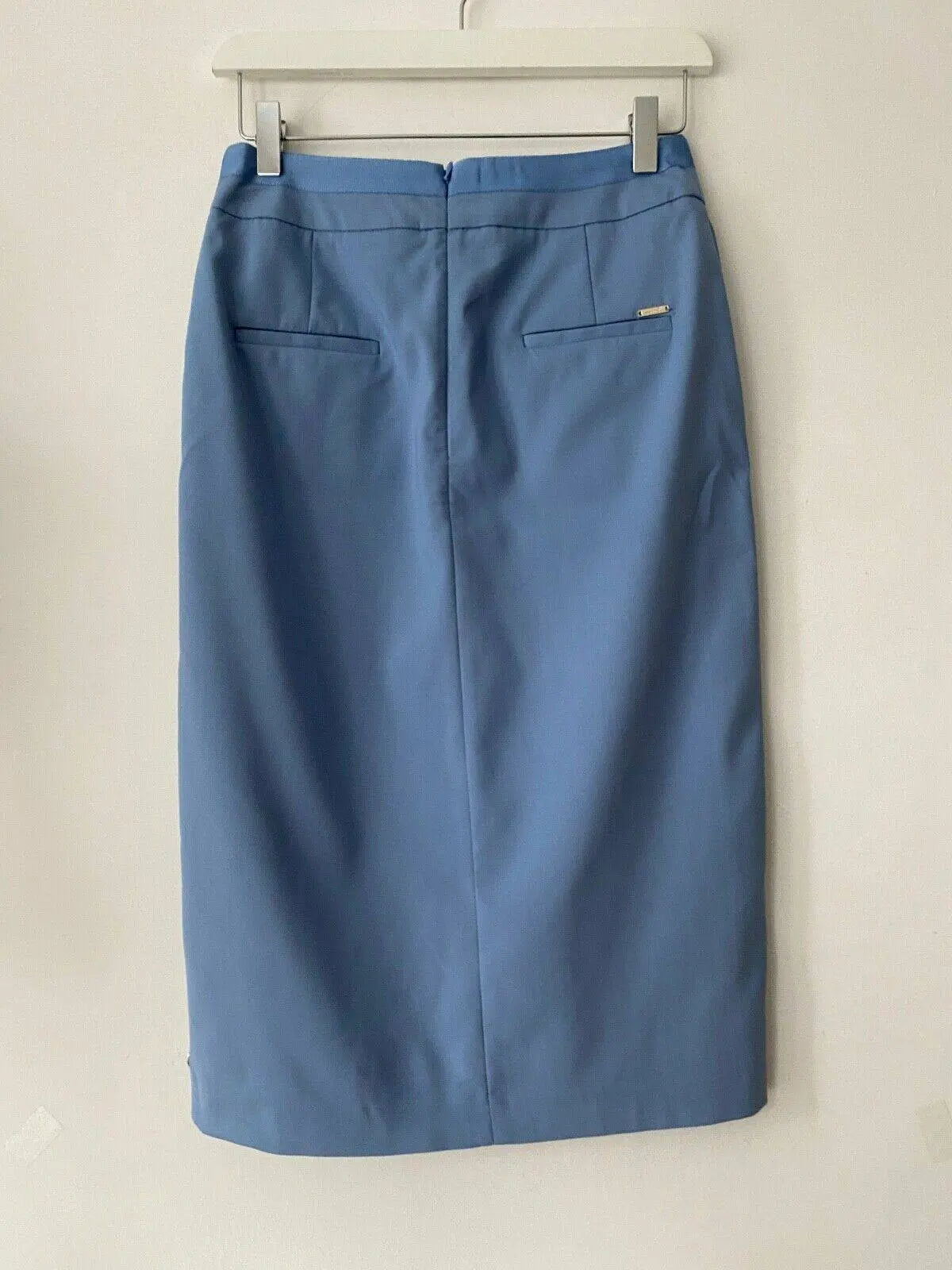 Per Una M&S Azure Blue Pencil Skirt Front Slit Button Detail Sizes 8 12 16 22 - BB Fashion Outlet