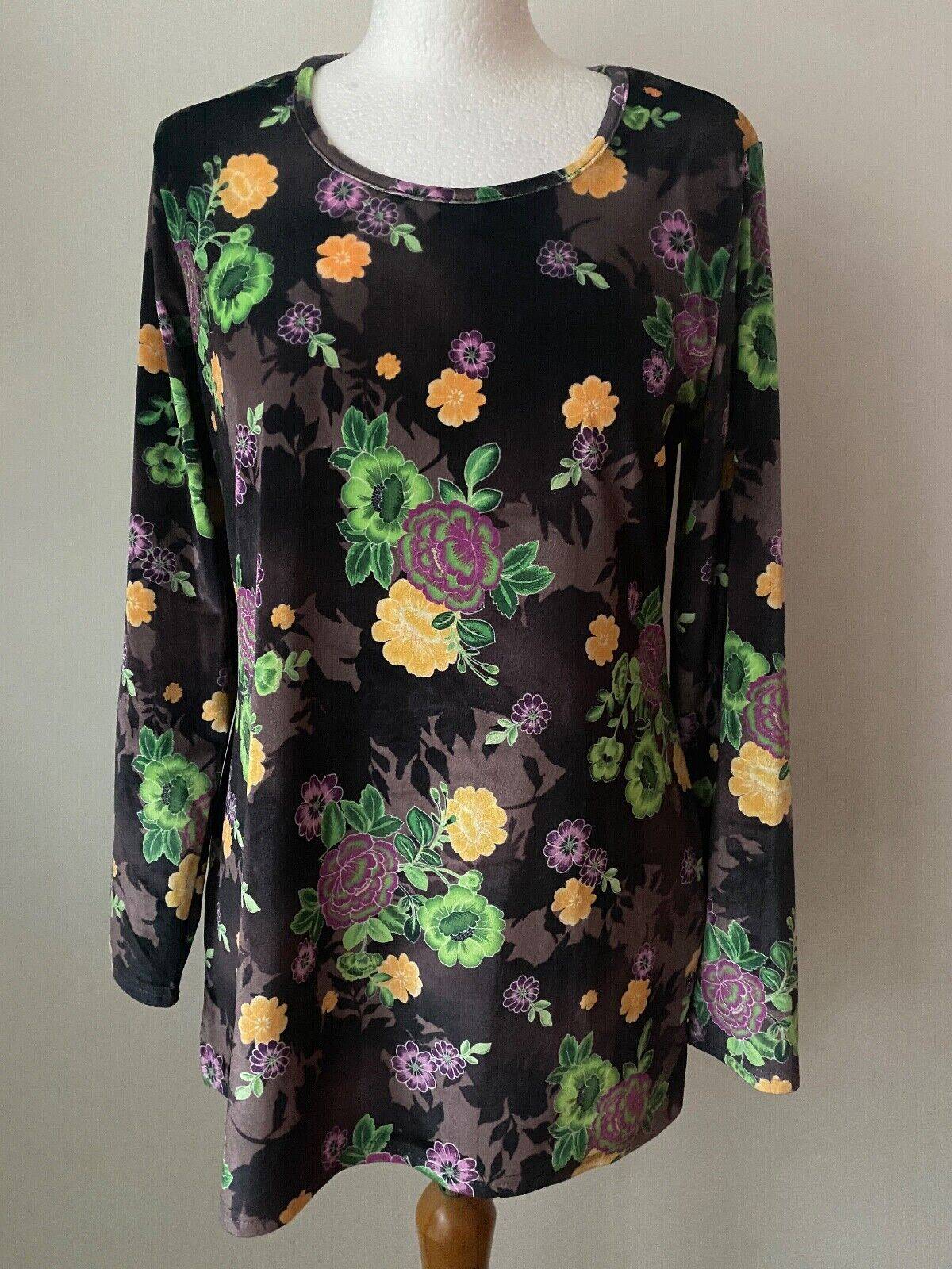 Michele Hope Velvet Tunic Top  10 / 12, 14 / 16. Green, Blue, Purple and Grey - BB Fashion Outlet