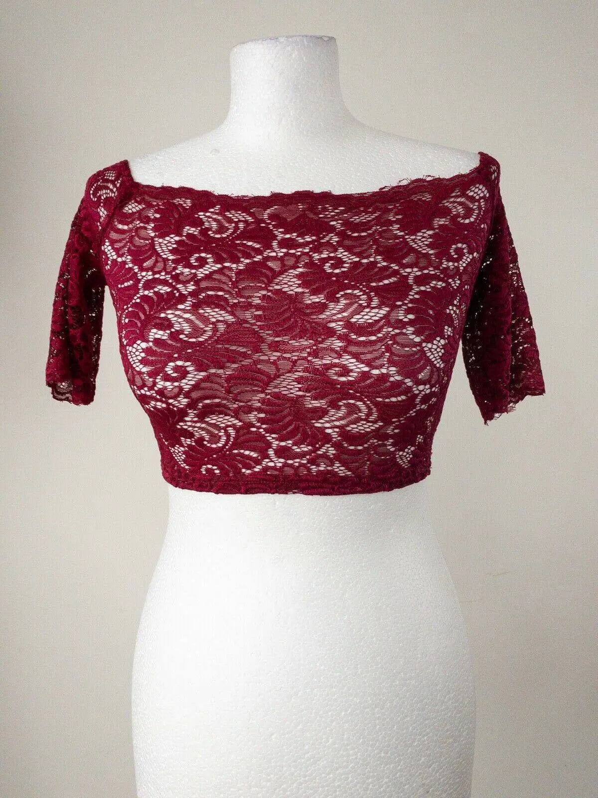 Miss Holly 2-piece Skirt and Lace Crop Top Burgundy Sizes - BB Fashion Outlet