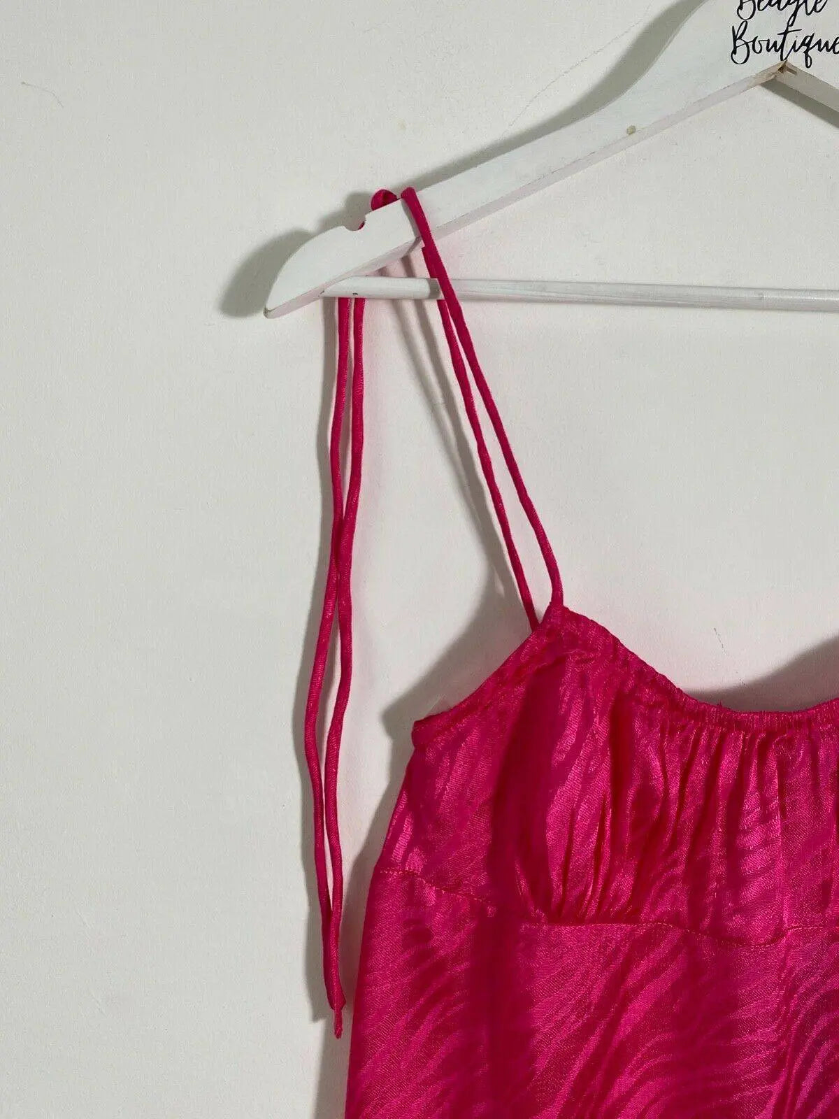 Motel Rocks Adara Dress Atin Sebra Fuschia Dress Size XS - Beagle Boutique Fashion Outlet