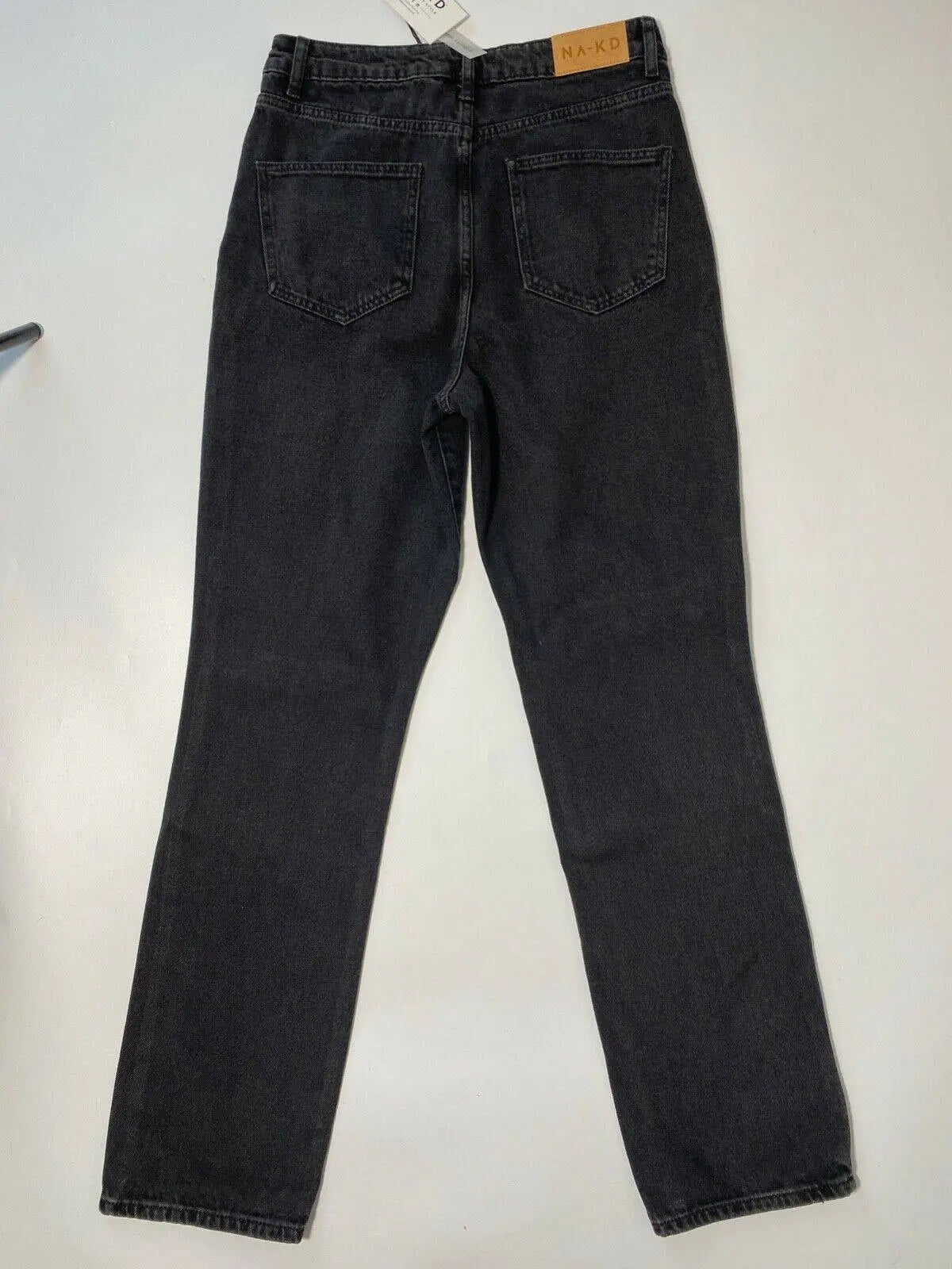 NA-kd Washed Black Destroyed Straight Denim Jeans Size 10 / 38 - Beagle Boutique Fashion Outlet