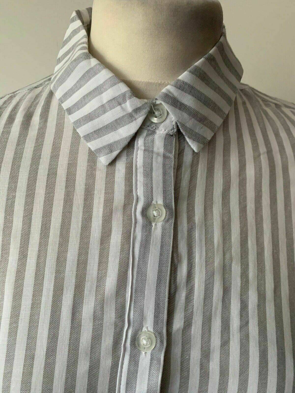 New Look Contrast Mixed Front Stripe Shirt Lightweight Size 10 Boxy Wide - BB Fashion Outlet