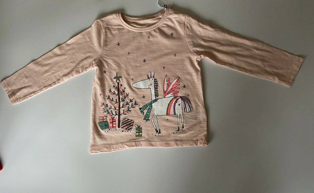 Girls Next Christmas Long Sleeve Pink T-Shirts  3-6 Mth, 18-24 Mth, 2-3 Yrs, 4-5 - BB Fashion Outlet