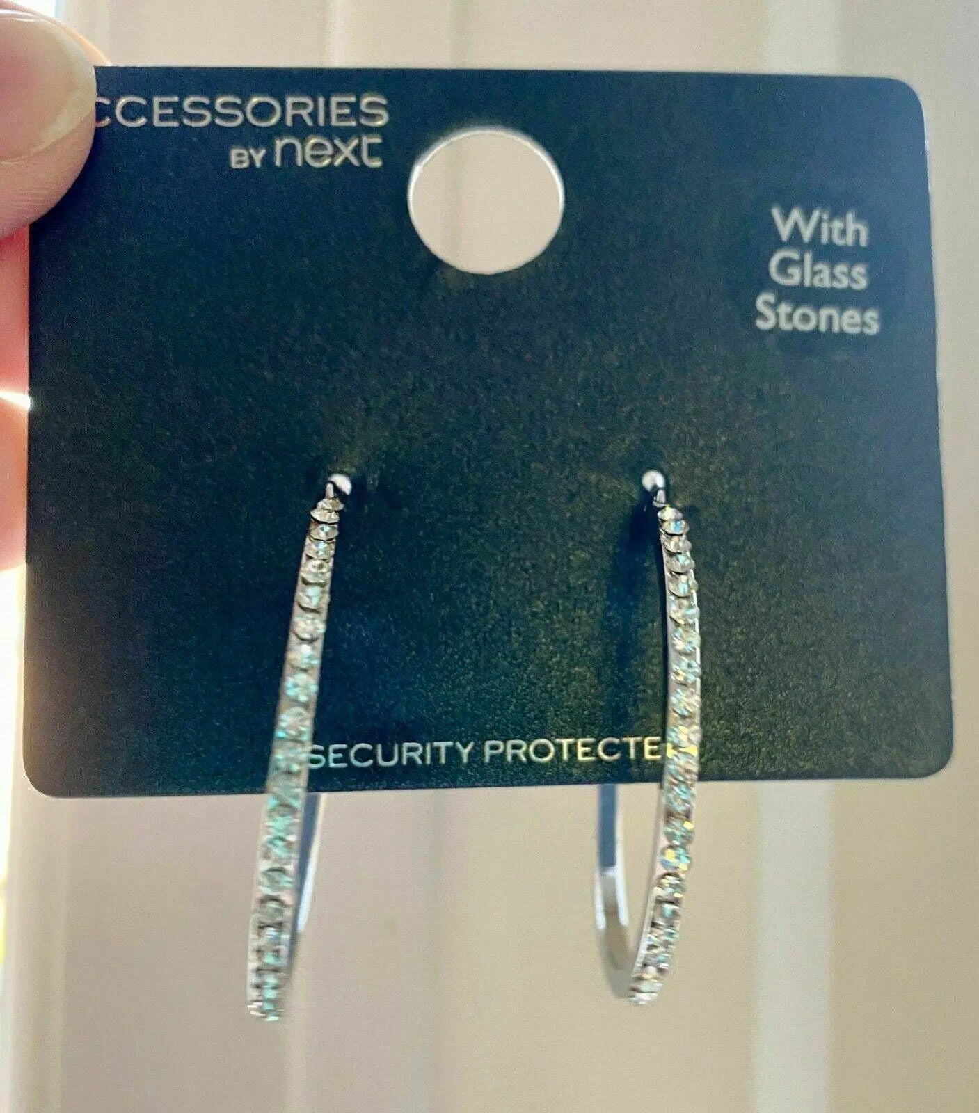 Ex. High St Silver Plated Hoop Earrings With Glass Stones - BB Fashion Outlet