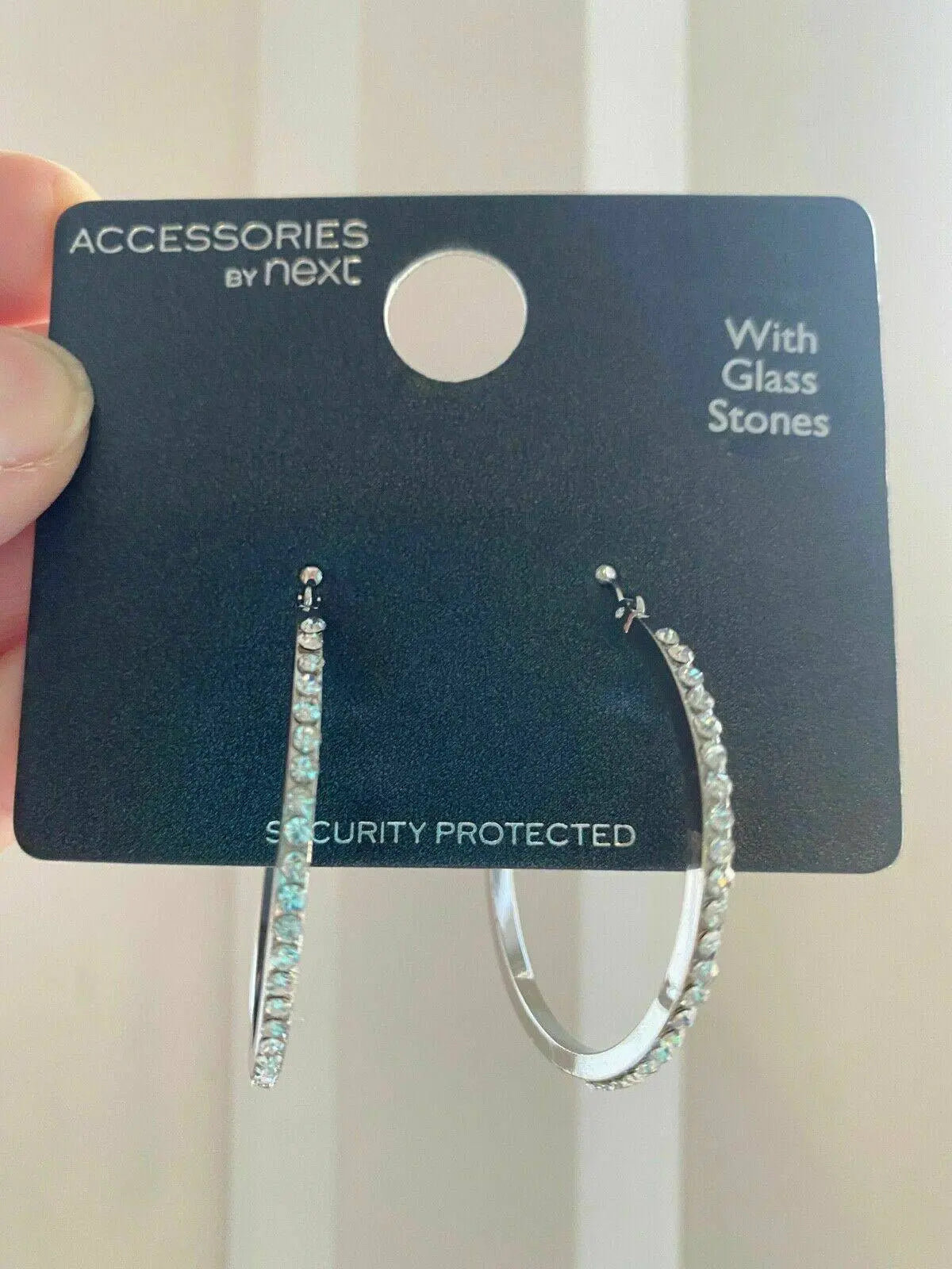 Ex. High St Silver Plated Hoop Earrings With Glass Stones - BB Fashion Outlet