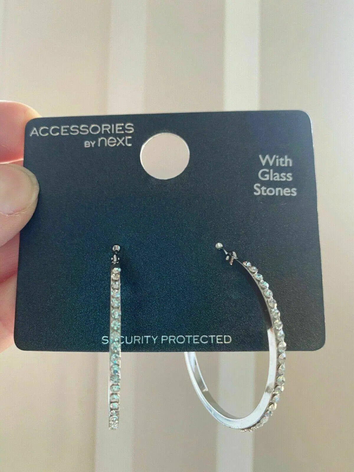 Ex. High St Silver Plated Hoop Earrings With Glass Stones - BB Fashion Outlet