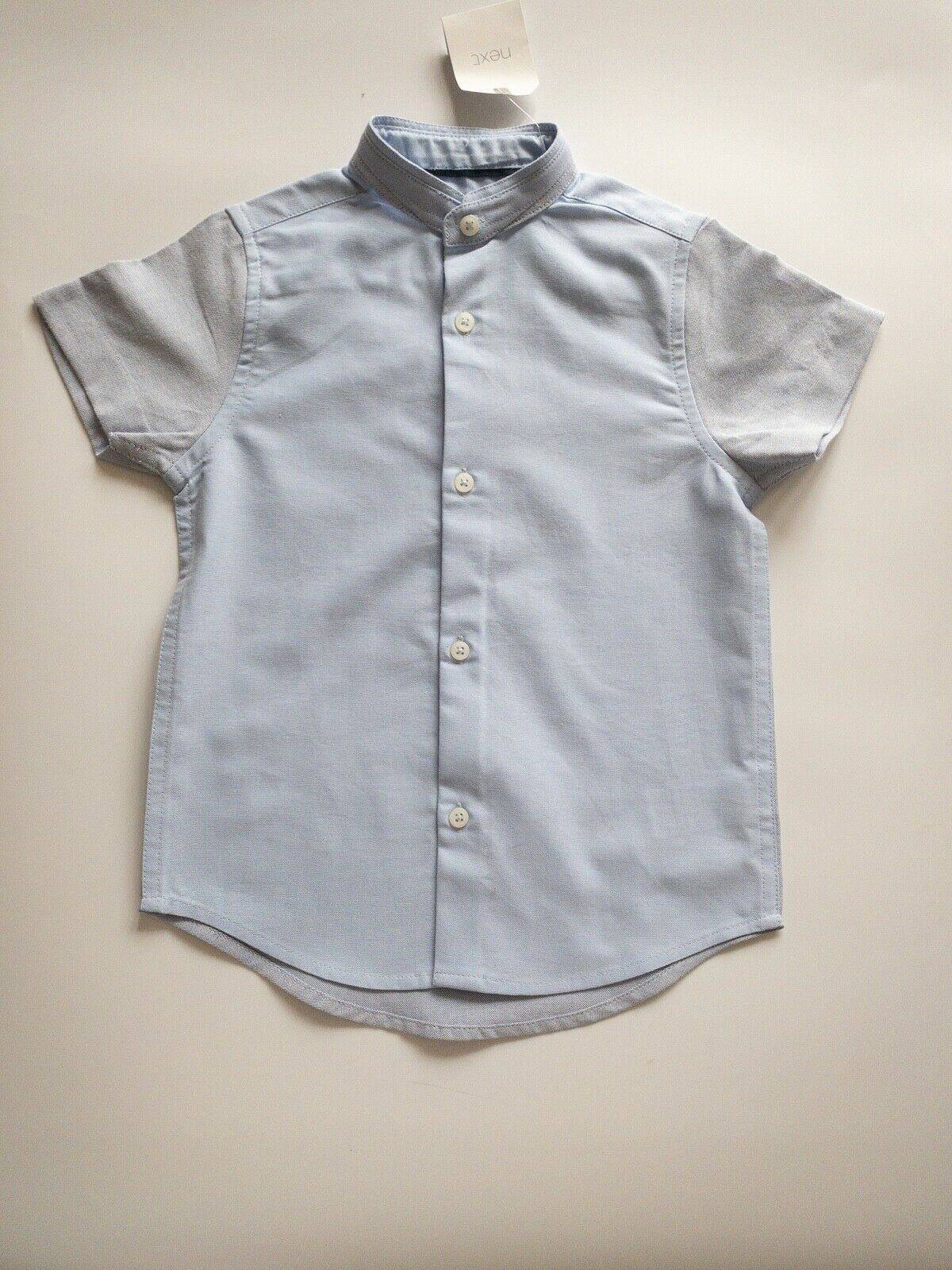 Boys NEXT Granddad Blue Shirt Age 3 Years Old Collarless Shirt - BB Fashion Outlet