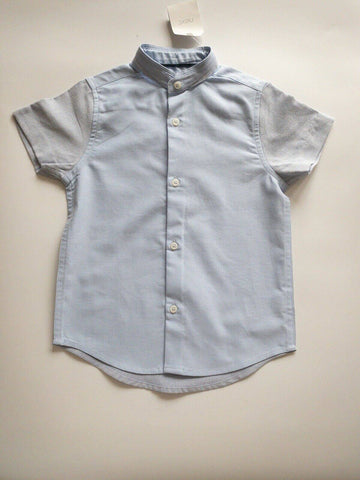 Boys NEXT Granddad Blue Shirt Age 3 Years Old Collarless Shirt - BB Fashion Outlet