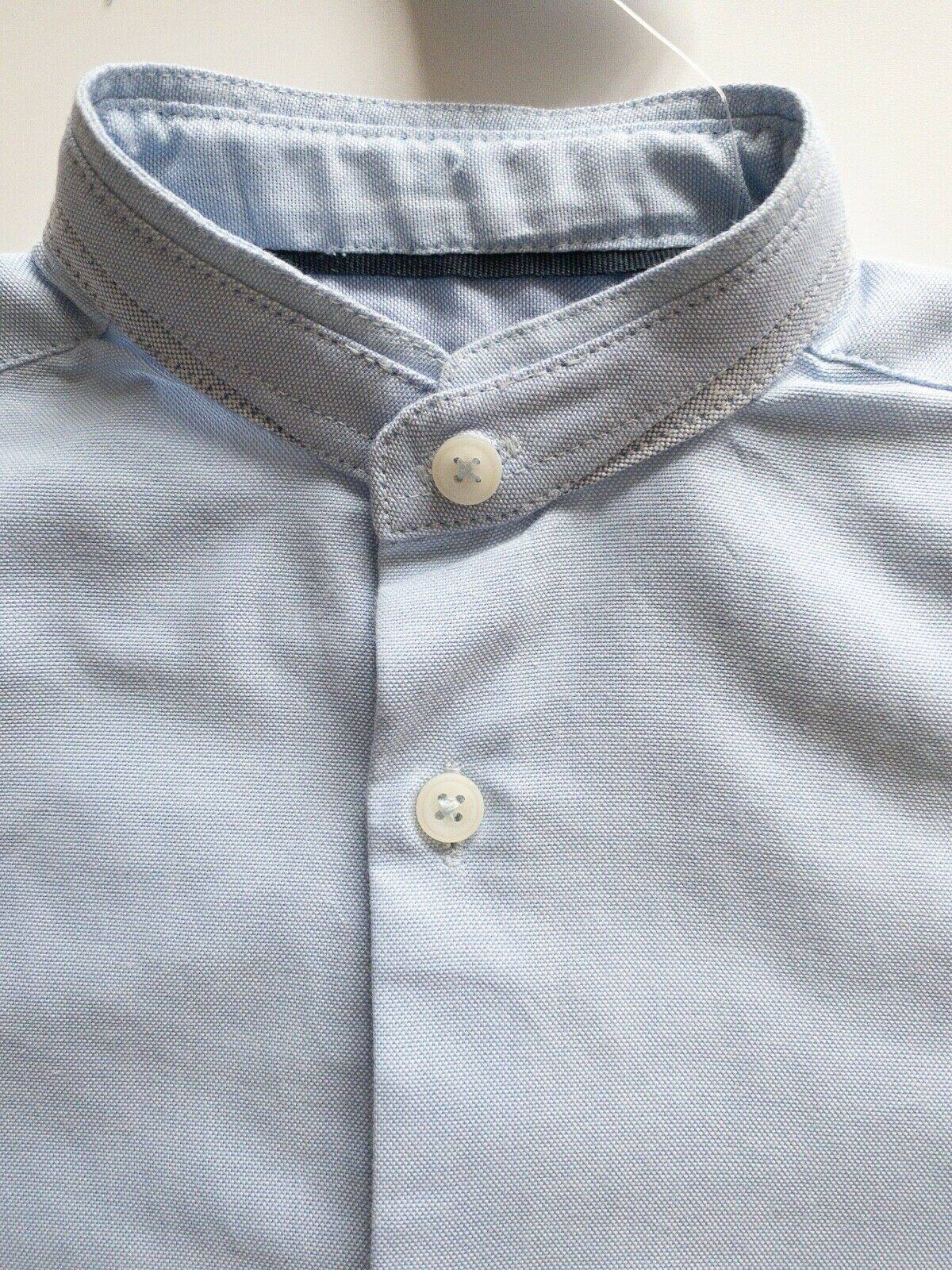 Boys NEXT Granddad Blue Shirt Age 3 Years Old Collarless Shirt - BB Fashion Outlet