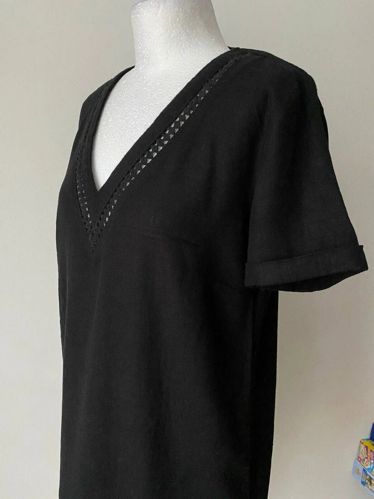 Next Linen Blend Collection Black Shift Dress Sizes 6, 8, 10, 12 - Beagle Boutique Fashion Outlet