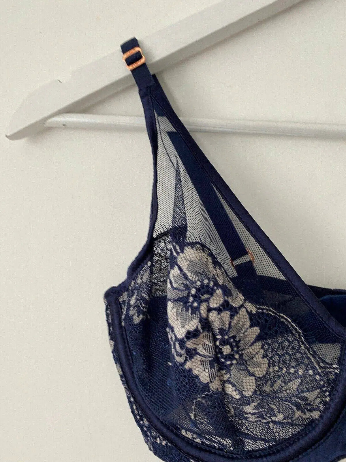 Next Georgie Lace Bra Dark Blue Size 32D RRP £22 26% Silk - BB Fashion Outlet