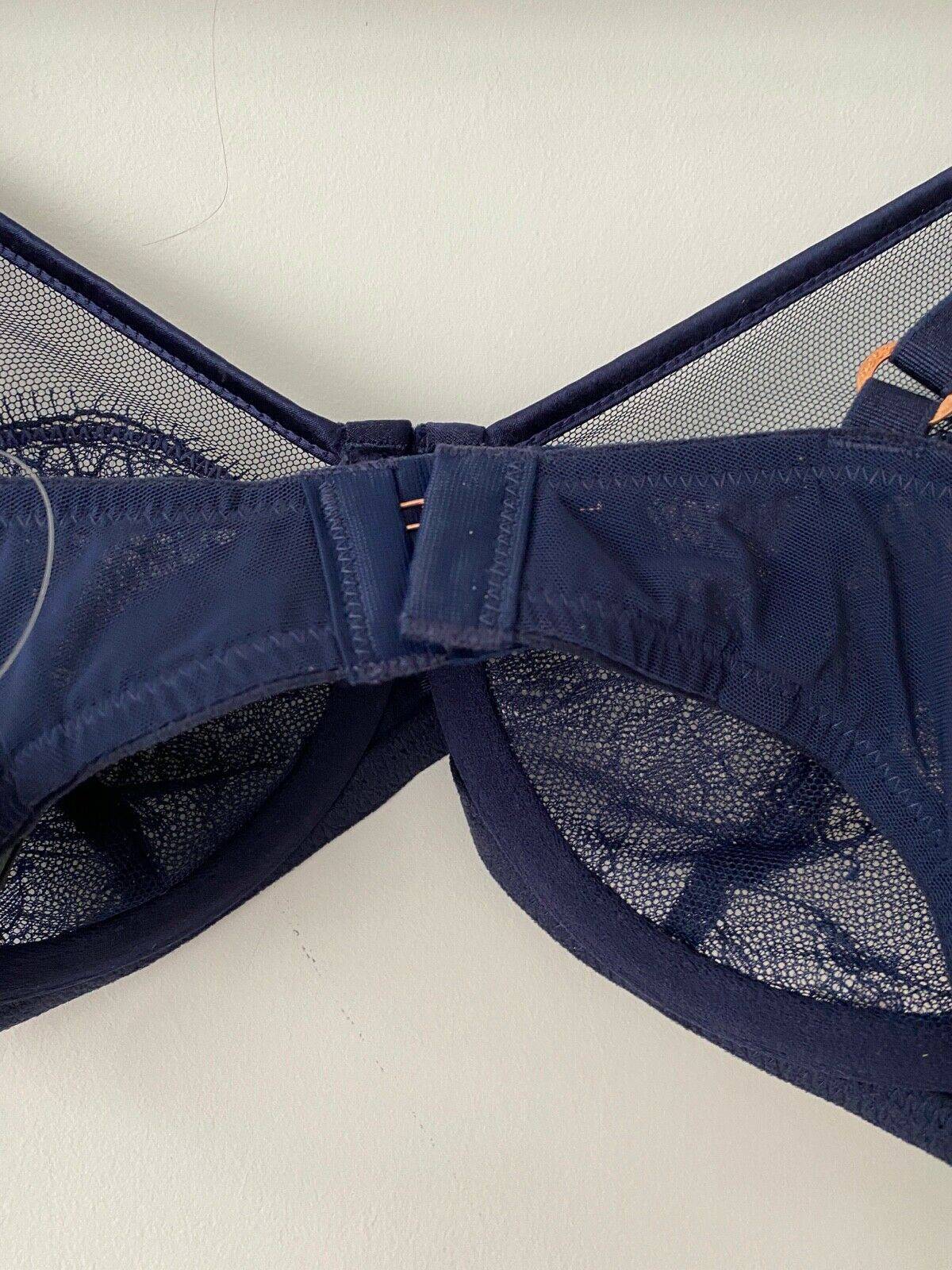 Next Georgie Lace Bra Dark Blue Size 32D RRP £22 26% Silk - BB Fashion Outlet