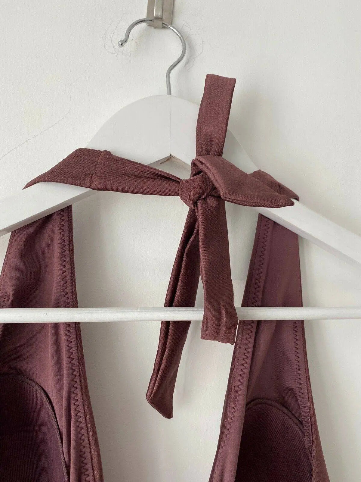 Next Berry Deep Plunge Halter-neck Swimsuit Gold Beads Detail 16, 18, 22 UK - BB Fashion Outlet