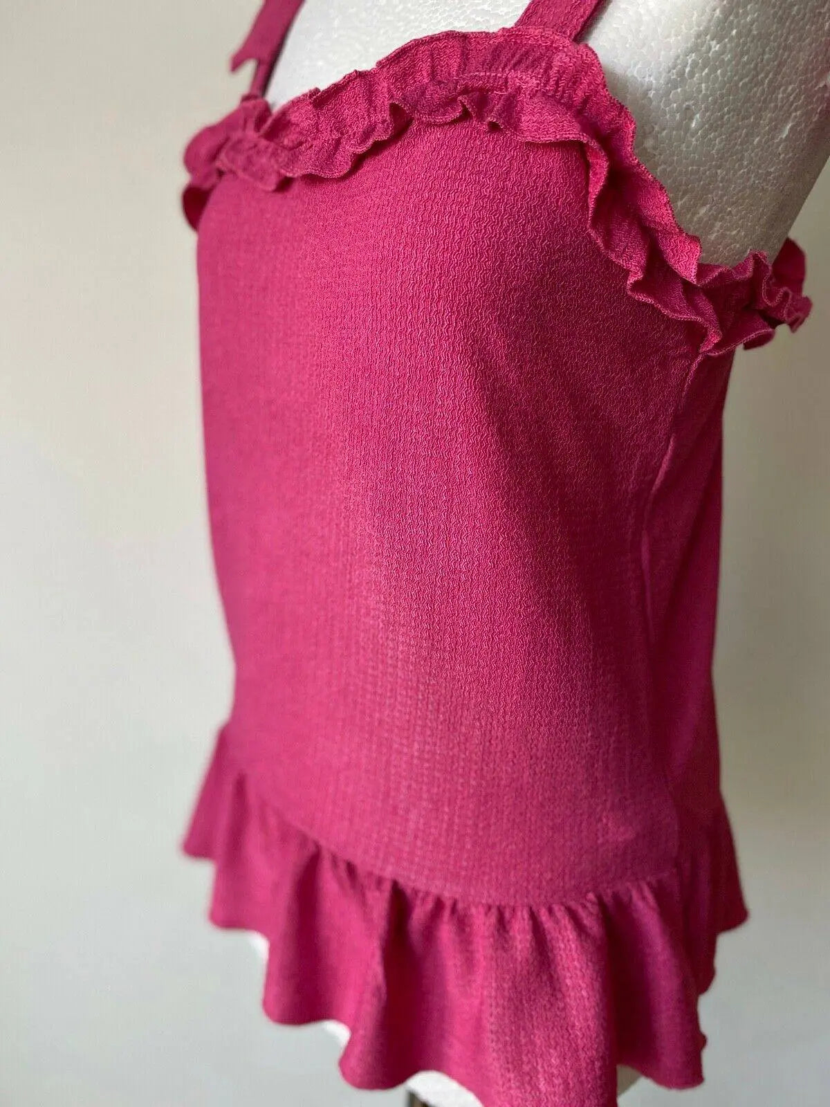 Papaya Pink Textured Tie Straps Cami Top 8, 10, 20 - BB Fashion Outlet