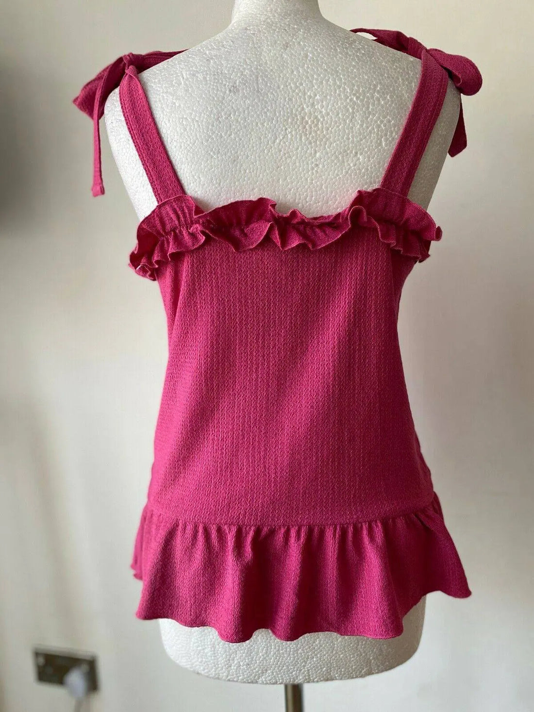 Papaya Pink Textured Tie Straps Cami Top 8, 10, 20 - BB Fashion Outlet