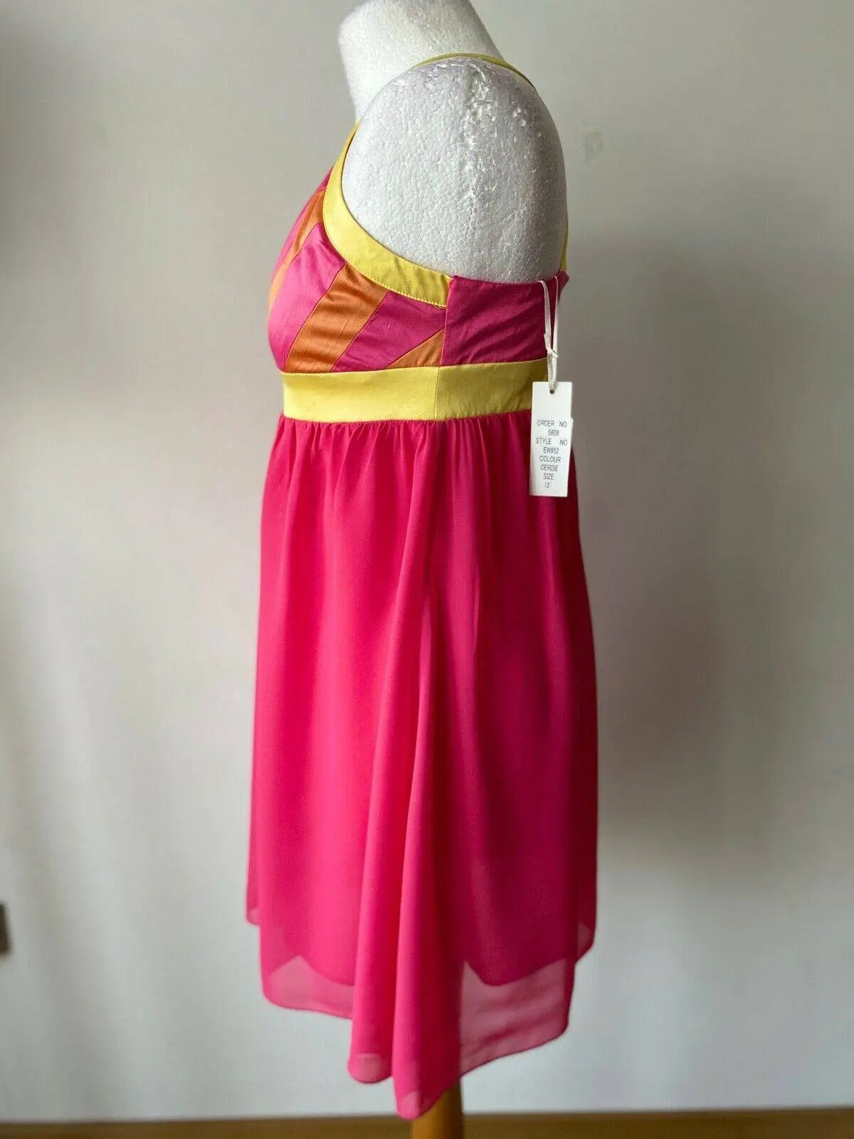 Parisian Limited Edition Pink Yellow Mesh Skirt Dress - Beagle Boutique Fashion Outlet