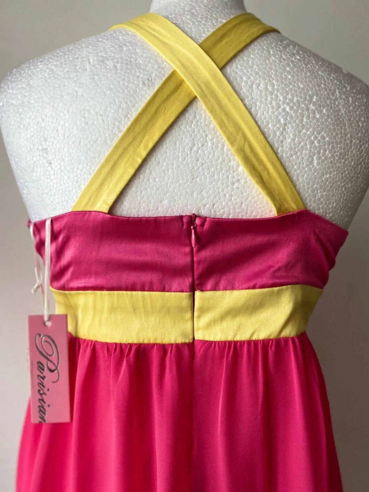 Parisian Limited Edition Pink Yellow Mesh Skirt Dress - Beagle Boutique Fashion Outlet