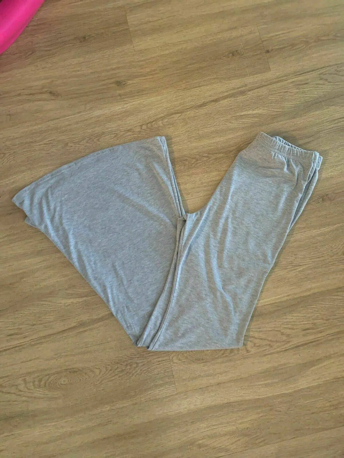 PrettyLittleThing Shape Grey Marl Jersey Flared Trousers PLT Leggings Size 14 - BB Fashion Outlet