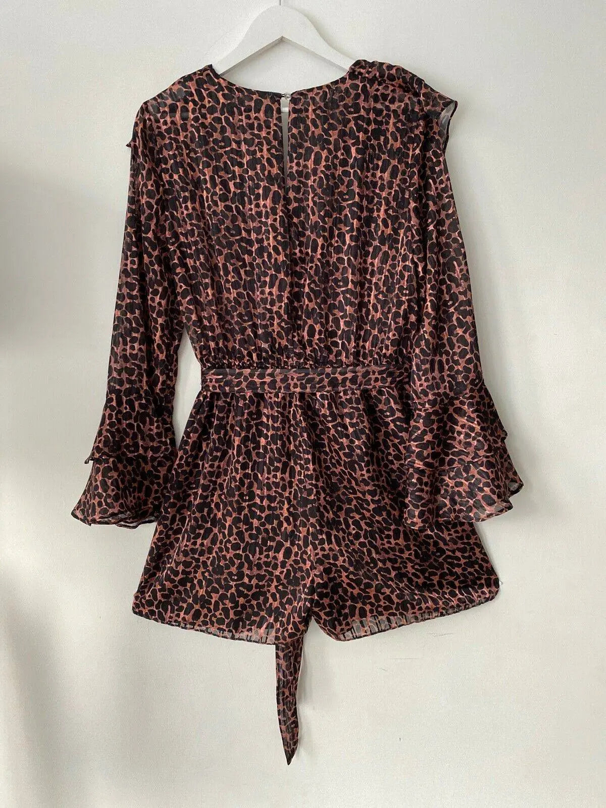 River Island Animal Print Ruffled Playsuit Sizes 12 - BB Fashion Outlet