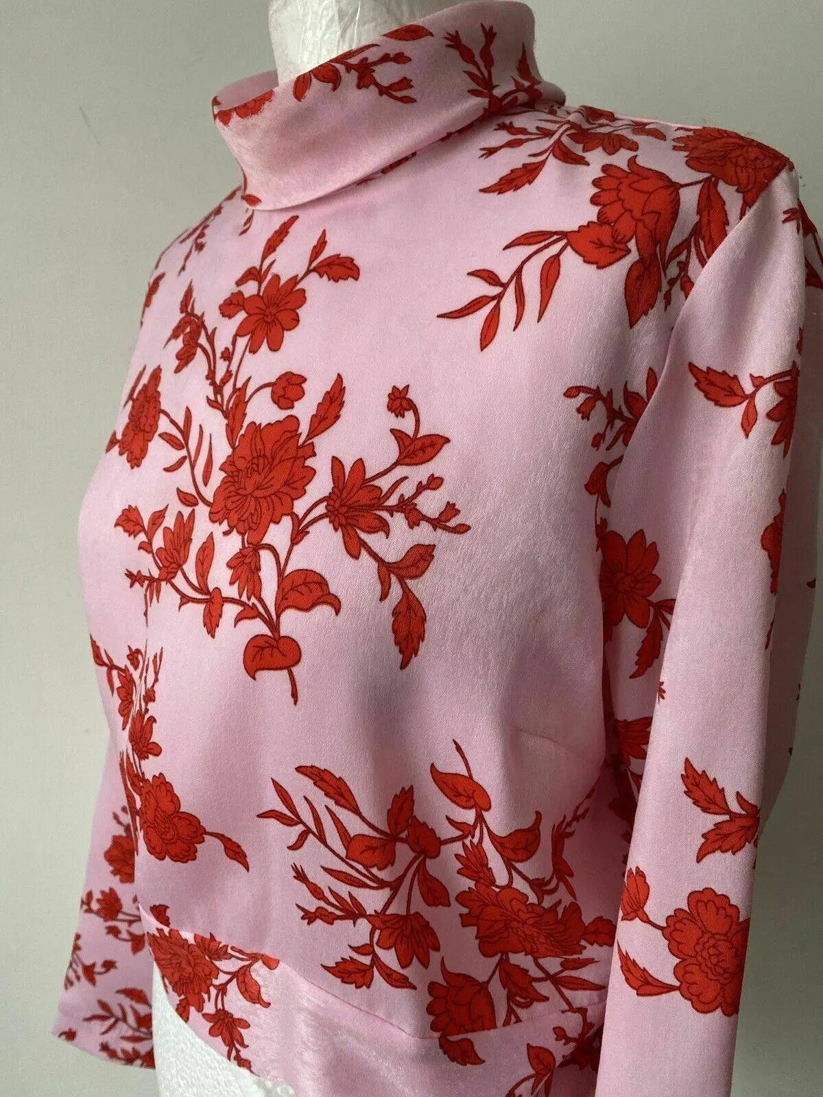 River Island Pink and Red Cut Out Back Tie Back Top High Neck Sizes 6 8 12 - BB Fashion Outlet