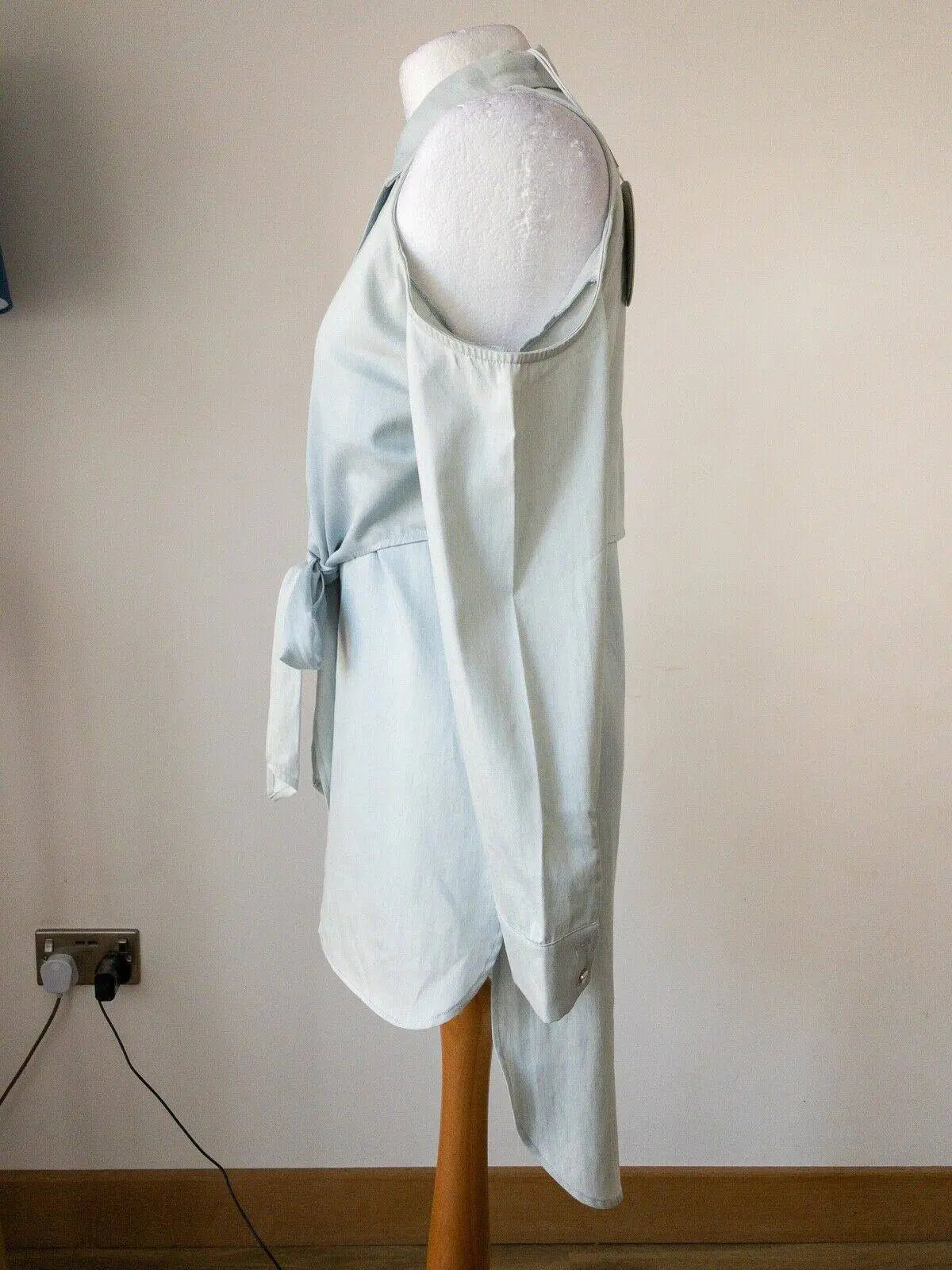 Runaway The Label Cold Shoulder Tie Front Denim Longline Shirt Sizes 8, 10 - BB Fashion Outlet