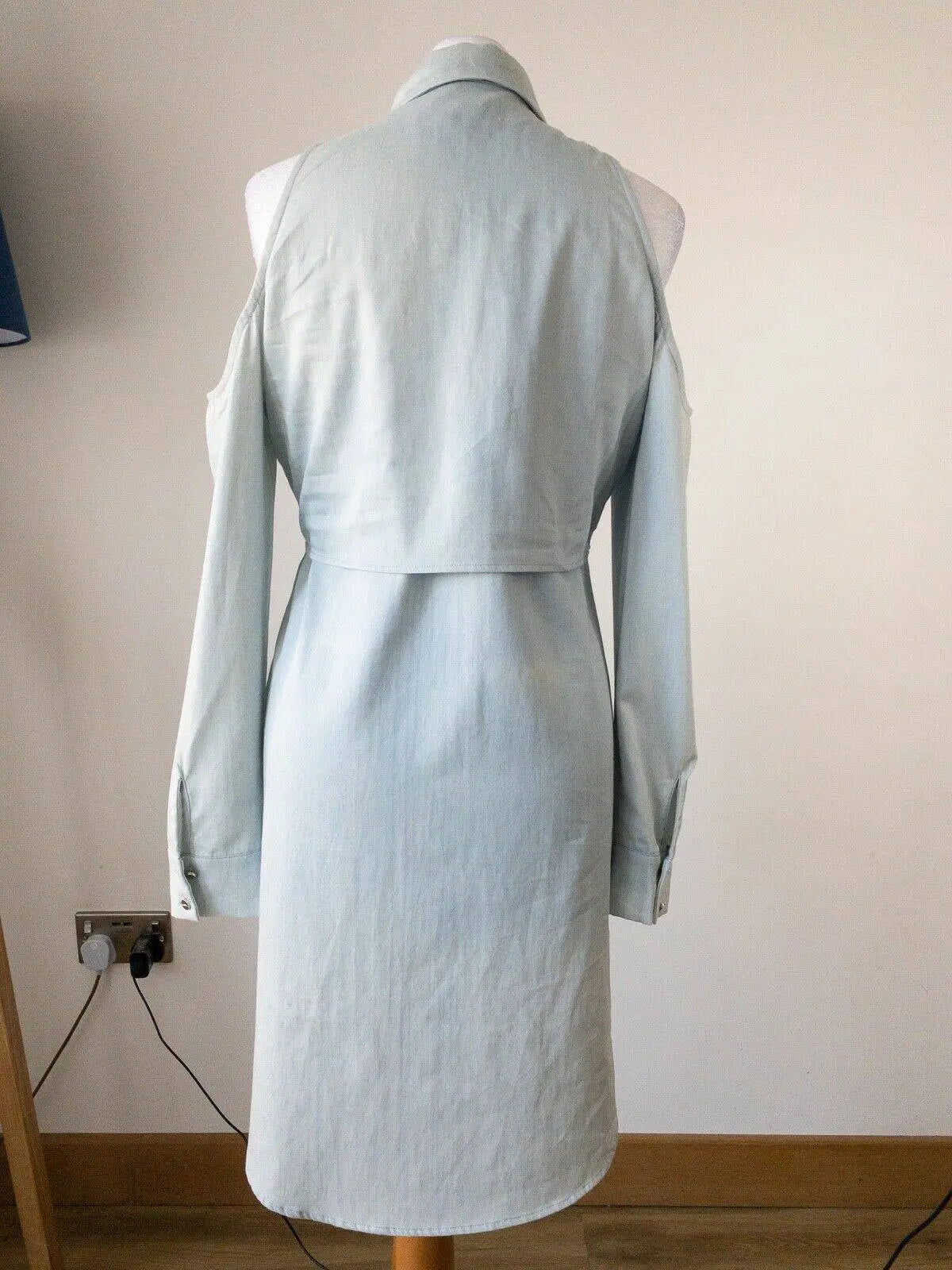 Runaway The Label Cold Shoulder Tie Front Denim Longline Shirt Sizes 8, 10 - BB Fashion Outlet