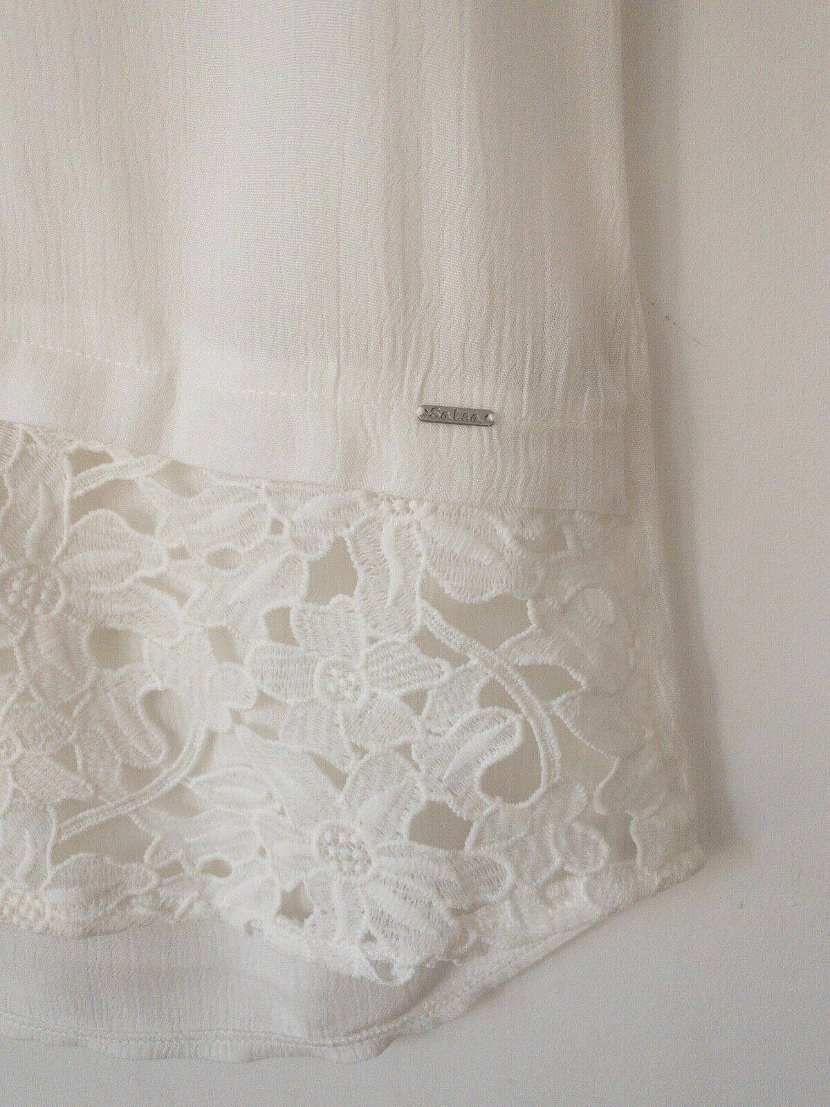 SALSA Off-White Sleeveless Blouse Crochet Detail Size 8 - BB Fashion Outlet