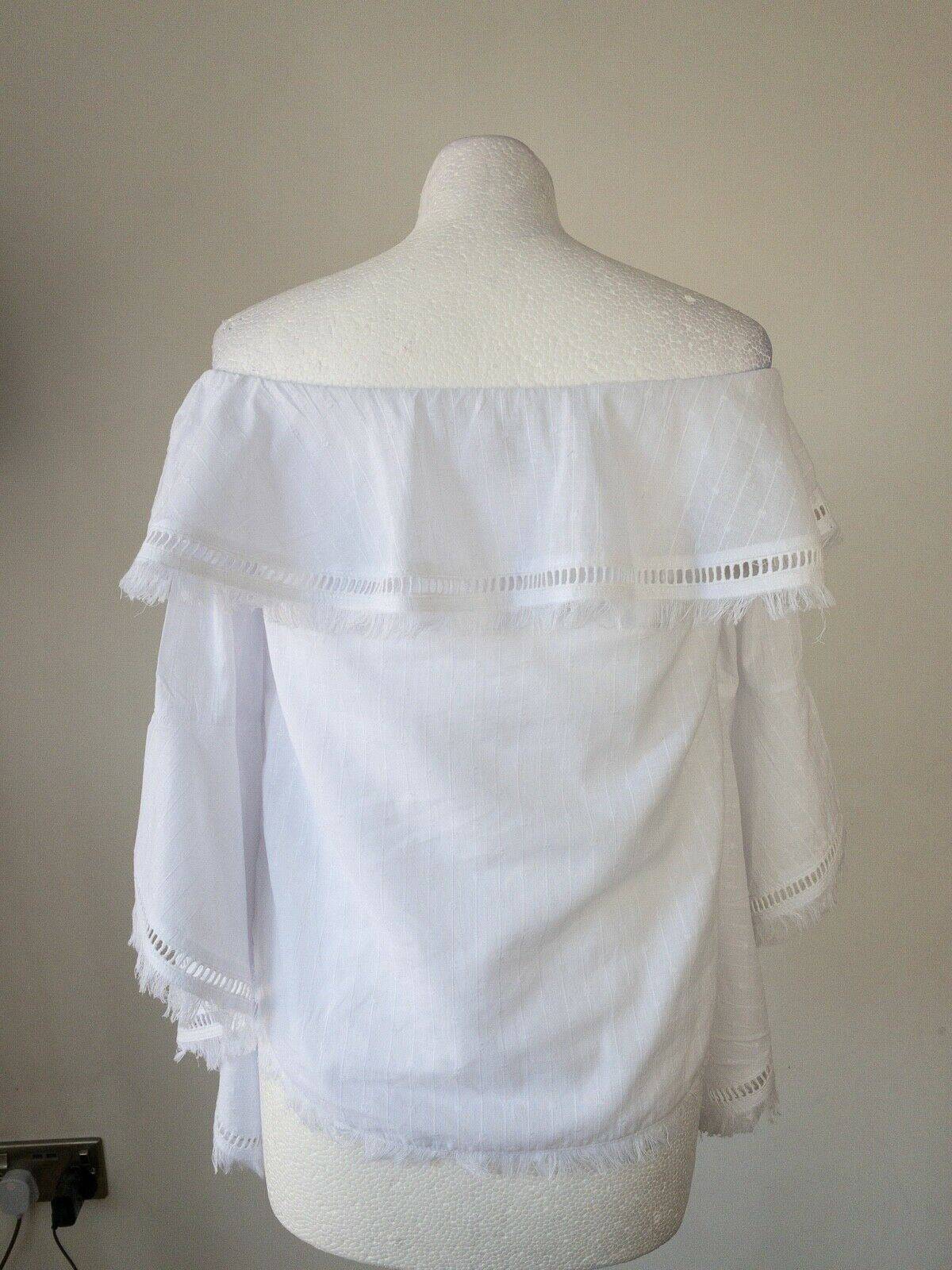 Seven Wonders White Frida Badot Top Flared Sleeves RRP £60 - Beagle Boutique Fashion Outlet