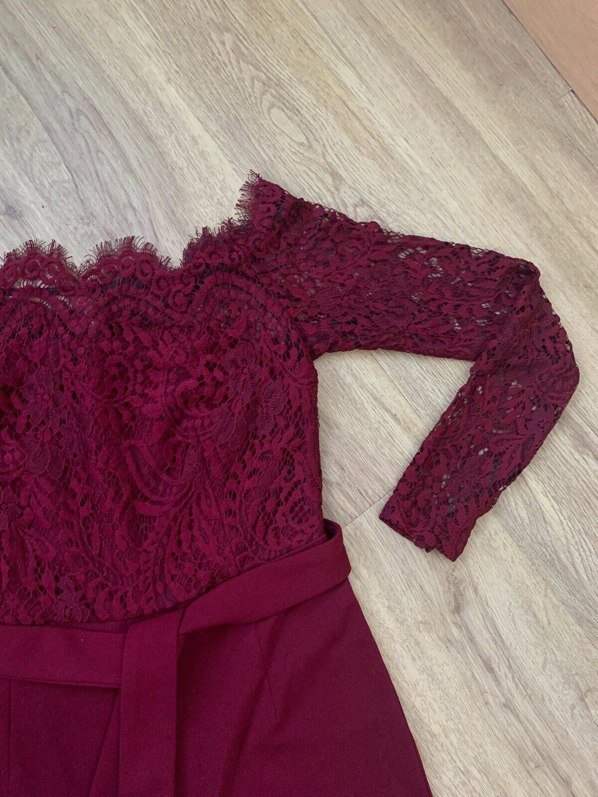 SHEIN Off Shoulder Lace Bodice Black Jumpsuit Size S 8 UK Black or Burgundy - Beagle Boutique Fashion Outlet