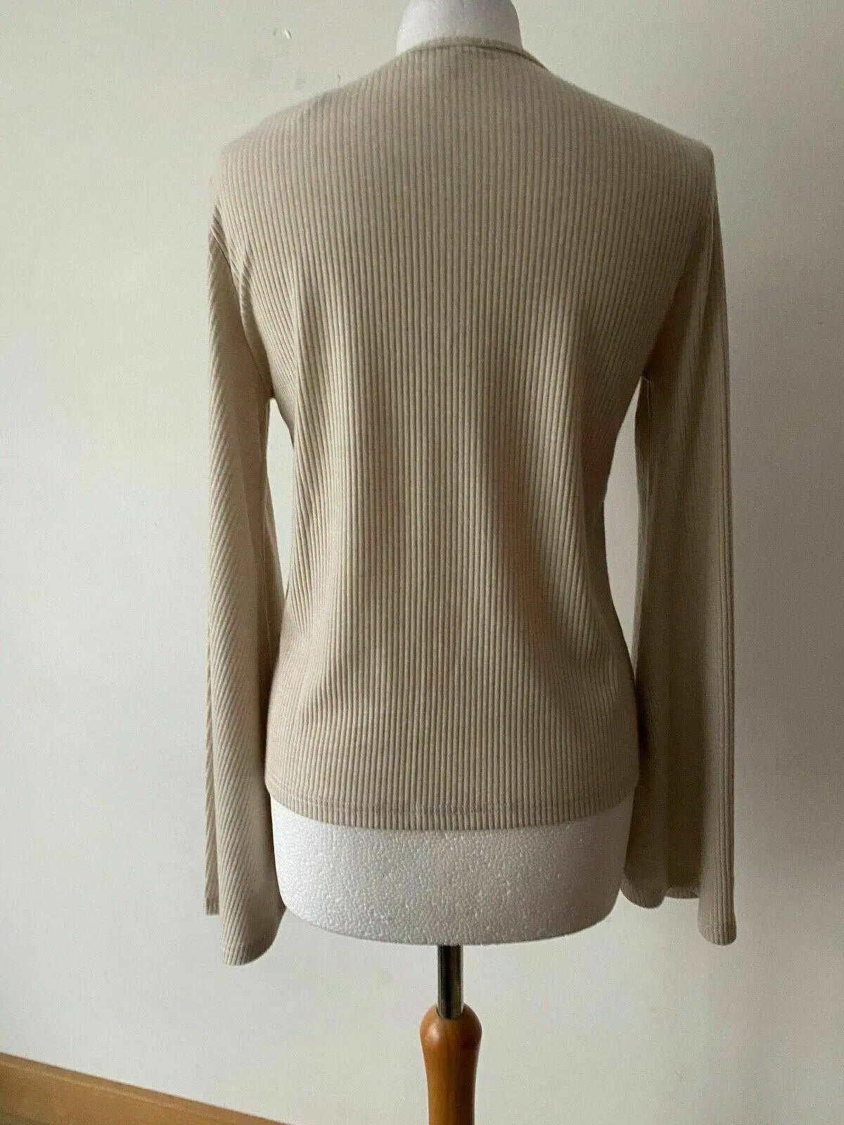 Stacey Solomon V-Neck Ribbed Top Stone Flared Sleeves Sizes 6 10 16 20 22 24 26 - BB Fashion Outlet